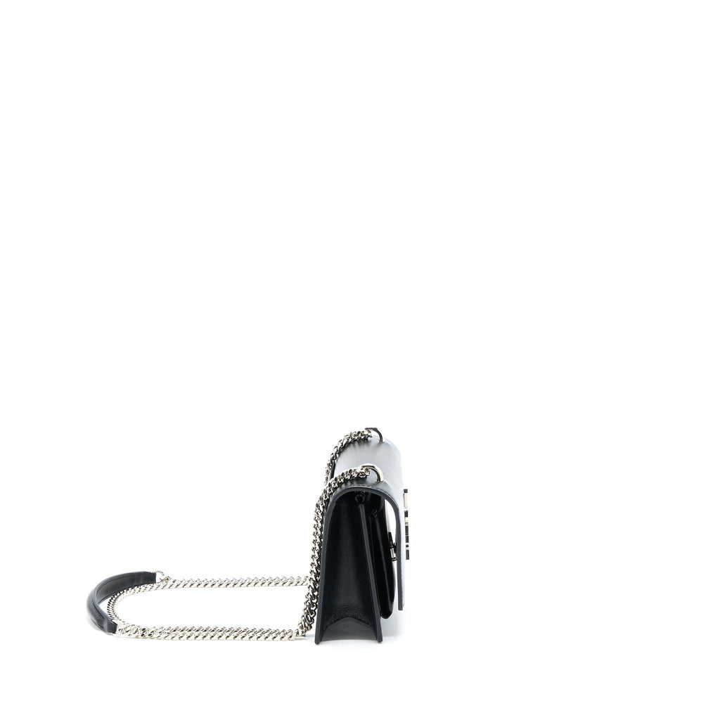 SAINT LAURENT SUNSET CHAIN WALLET SMOOTH CALFSKIN BLACK SHW