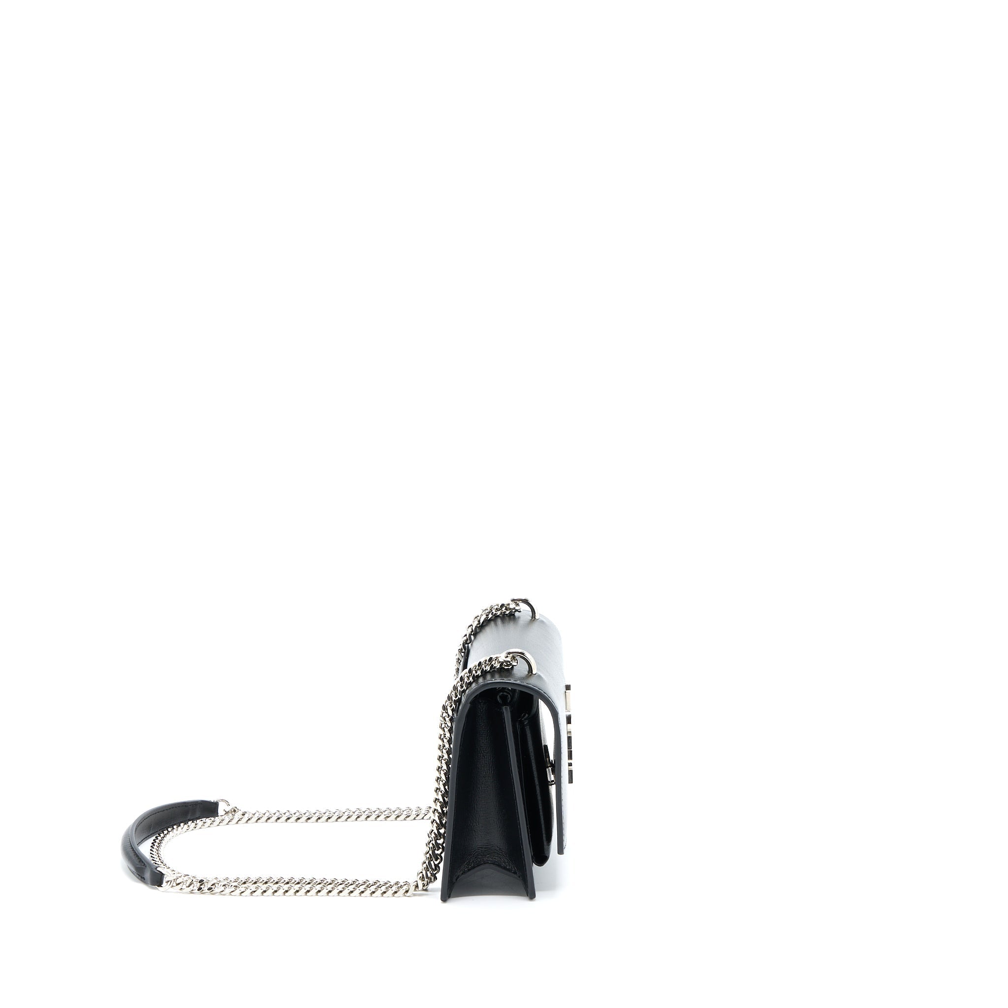 SAINT LAURENT SUNSET CHAIN WALLET SMOOTH CALFSKIN BLACK SHW