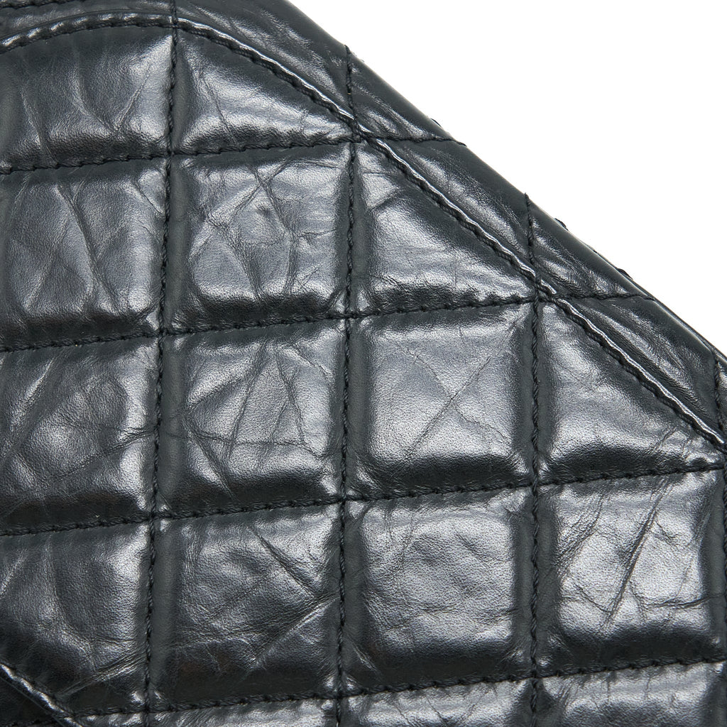 CHANEL 2.55 227 MAXI REISSUE FLAP BAG AGED CALFSKIN BLACK LGHW