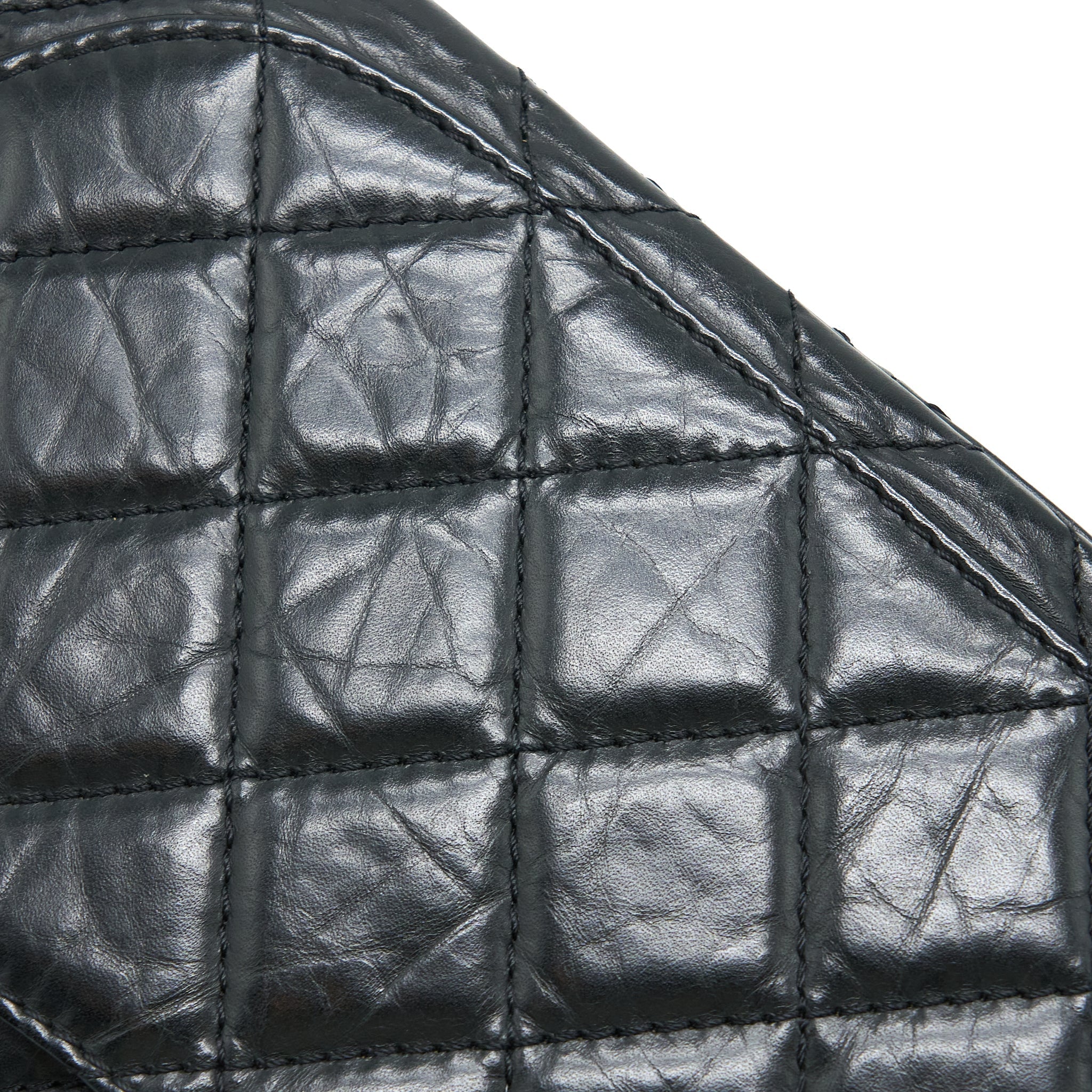 CHANEL 2.55 227 MAXI REISSUE FLAP BAG AGED CALFSKIN BLACK LGHW