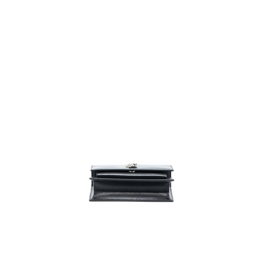 SAINT LAURENT SUNSET CHAIN WALLET SMOOTH CALFSKIN BLACK SHW