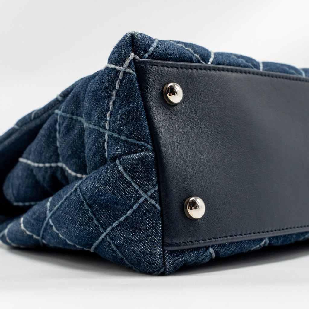 CHANEL MEDIUM COCO HANDLE DENIM/LEATHER BLUE SHW