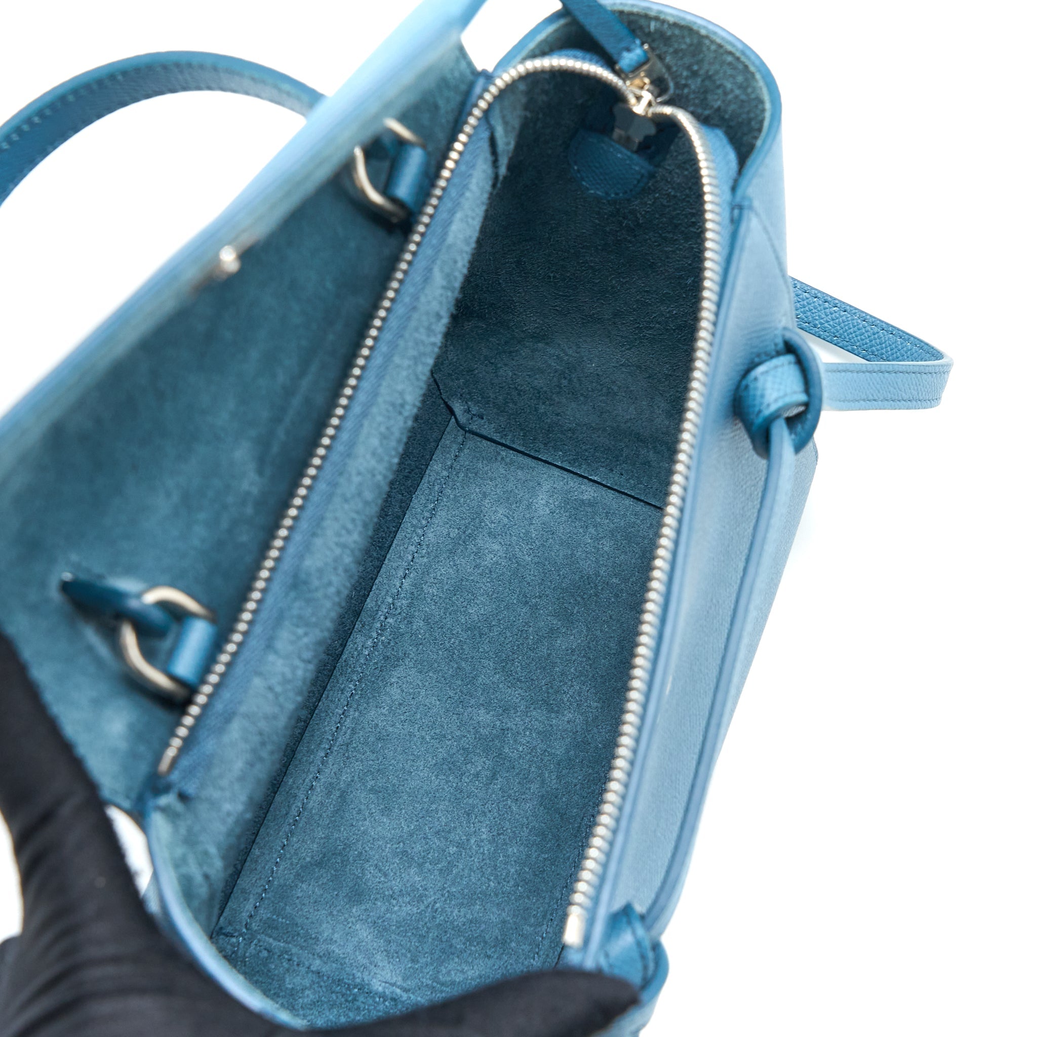 CELINE NANO BELT BAG GRAINED CALFSKIN BLUE SHW