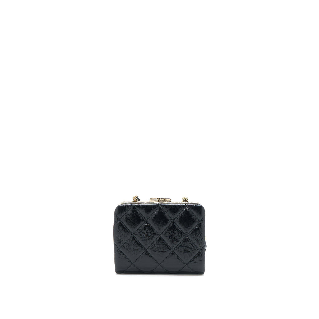 CHANEL QUILTED MINI CLIP WITH CHAIN AGED CALFSKIN BLACK LGHW