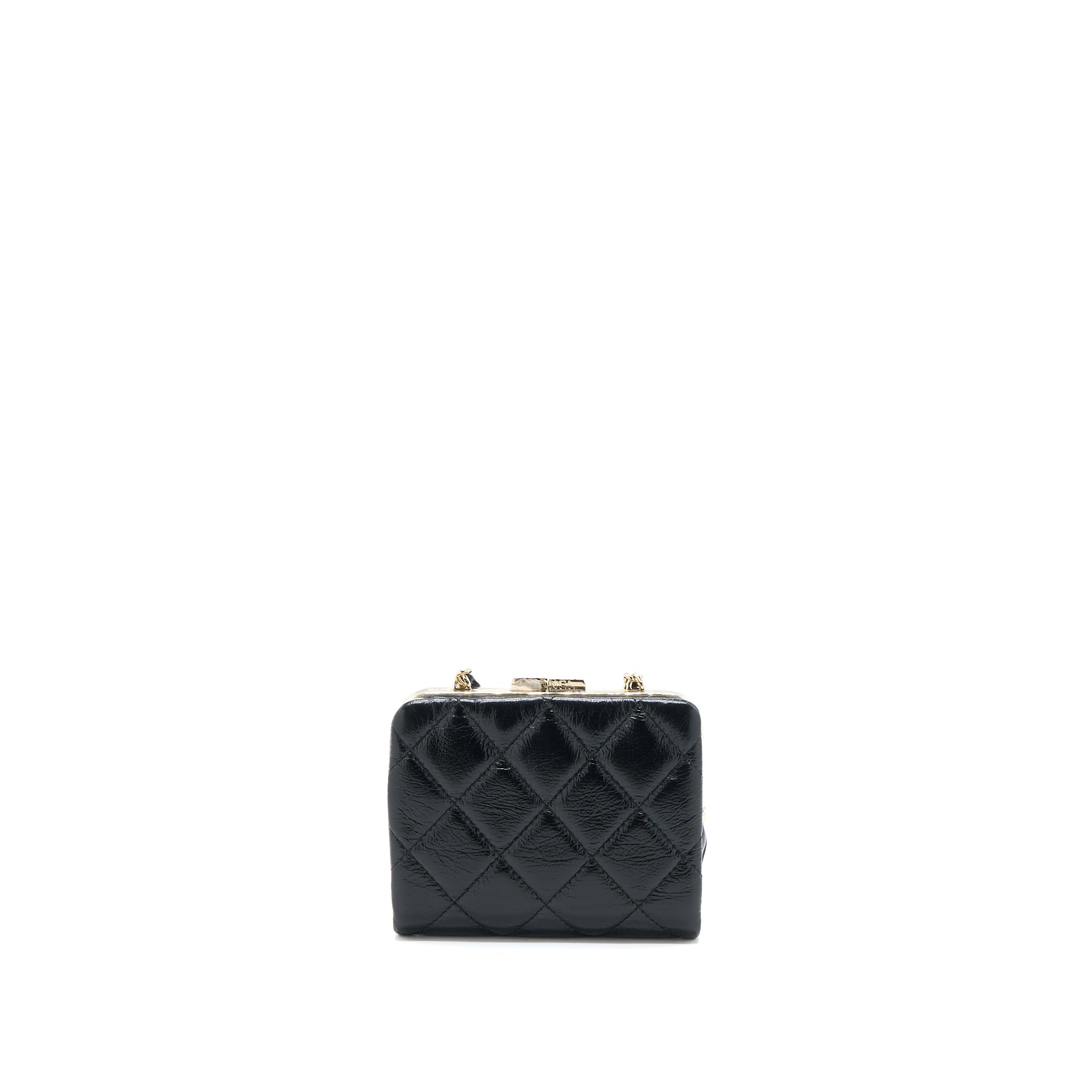 CHANEL QUILTED MINI CLIP WITH CHAIN AGED CALFSKIN BLACK LGHW