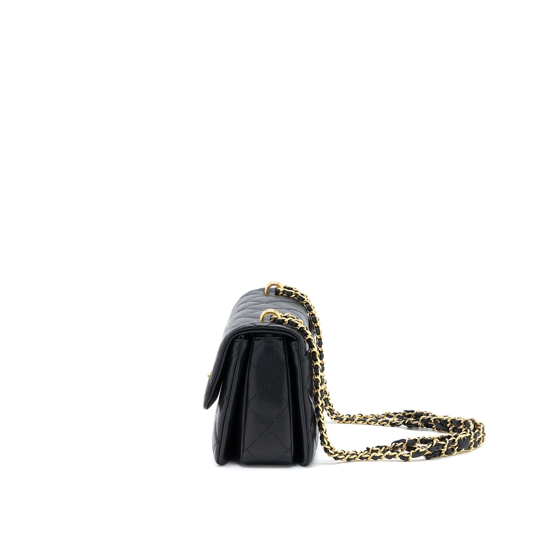 CHANEL 22K COCO FIRST CAVIAR LEATHER BLACK GHW (MICROCHIP)