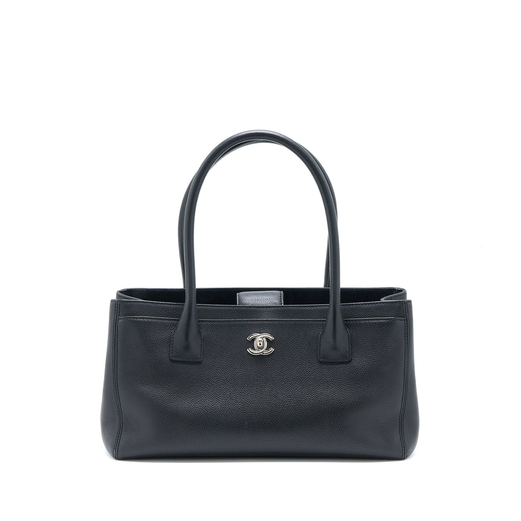 CHANEL CERF TOTE BAG GRAINED CALFSKIN BLACK SHW