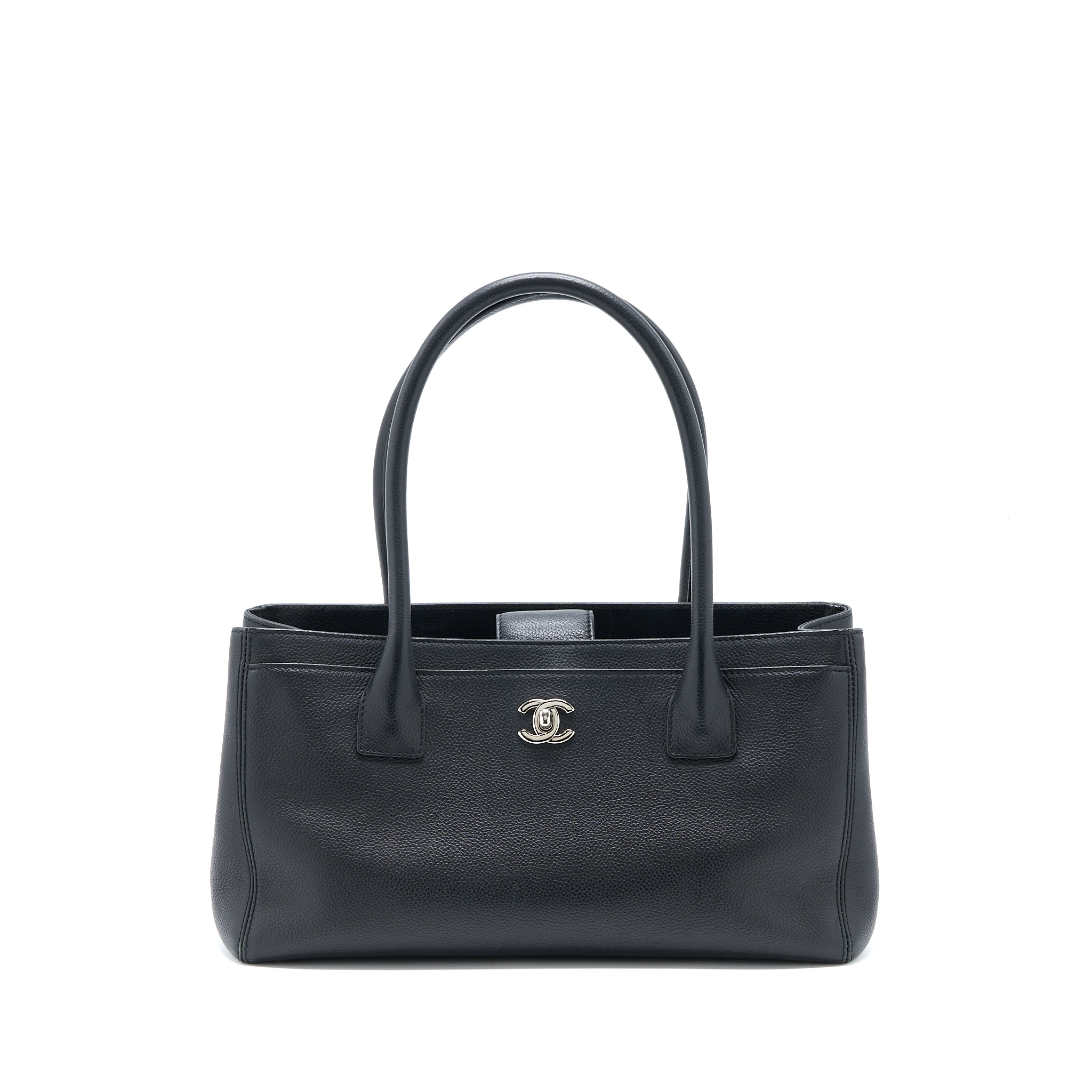 CHANEL CERF TOTE BAG GRAINED CALFSKIN BLACK SHW