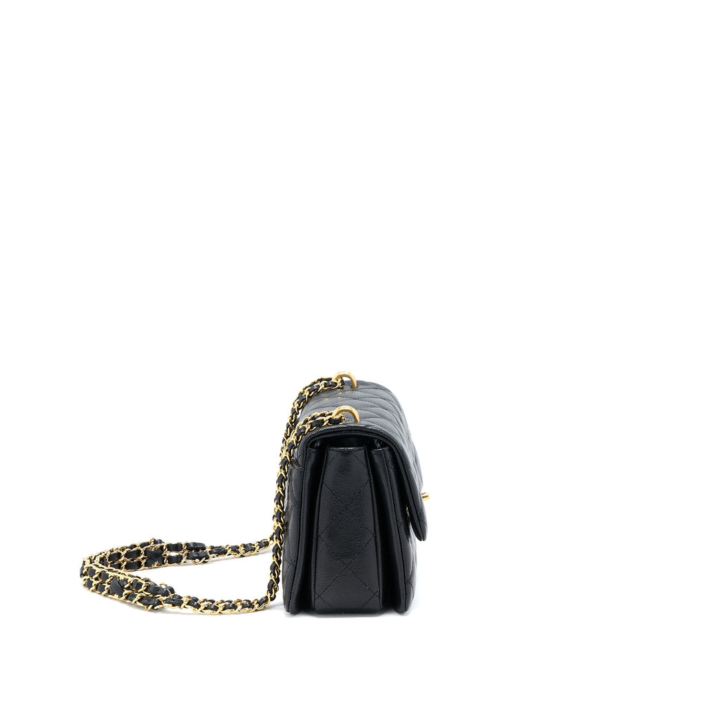 CHANEL 22K COCO FIRST CAVIAR LEATHER BLACK GHW (MICROCHIP)