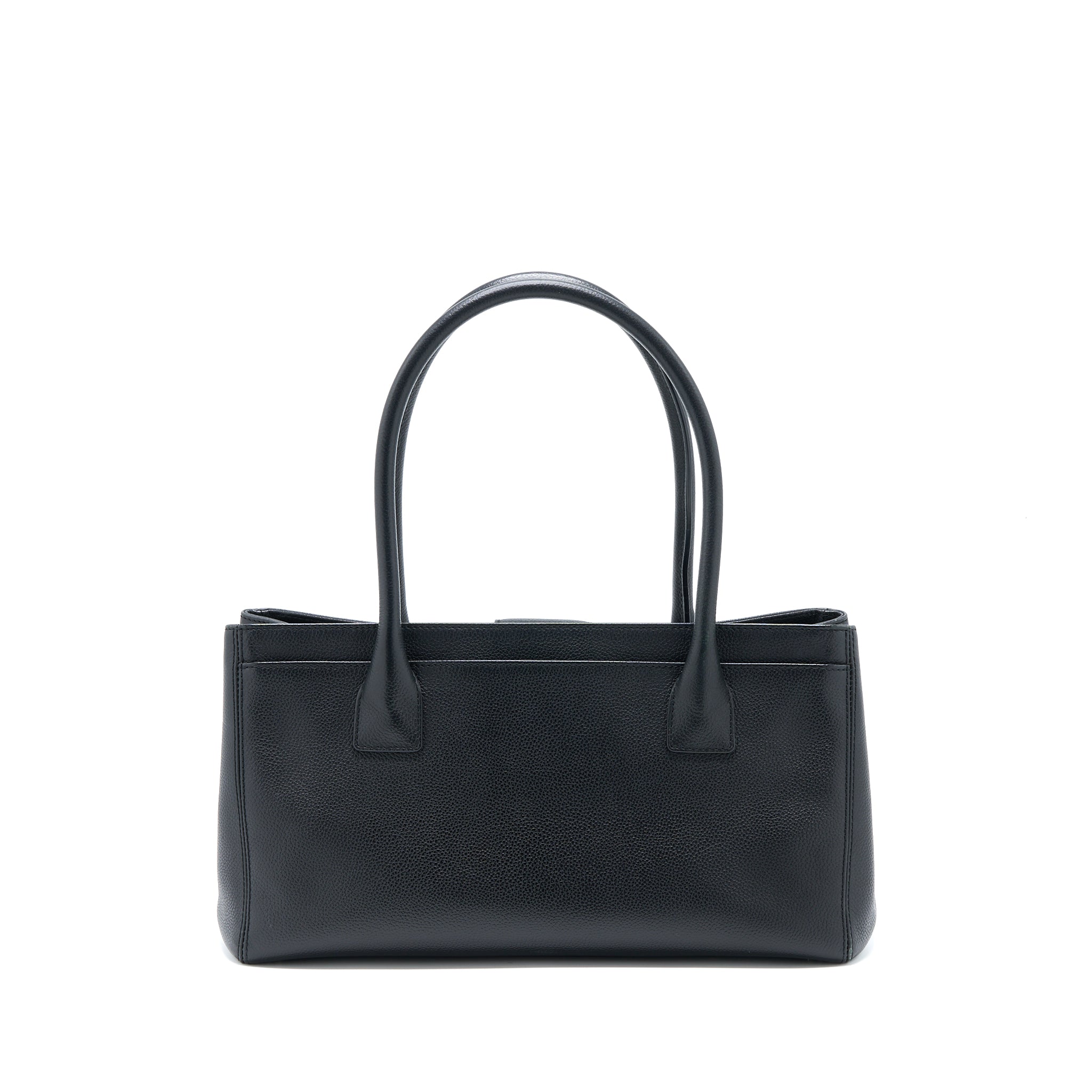 CHANEL CERF TOTE BAG GRAINED CALFSKIN BLACK SHW