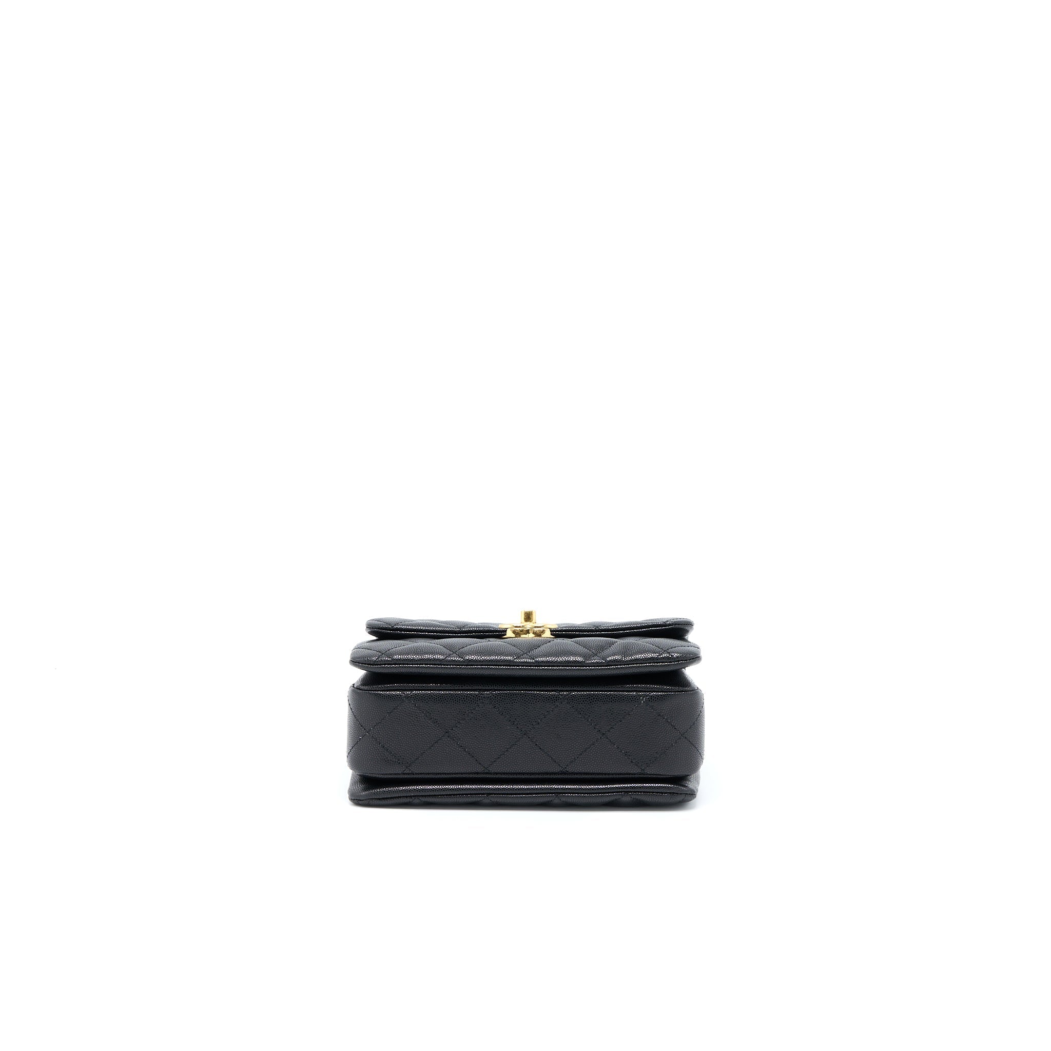 CHANEL 22K COCO FIRST CAVIAR LEATHER BLACK GHW (MICROCHIP)