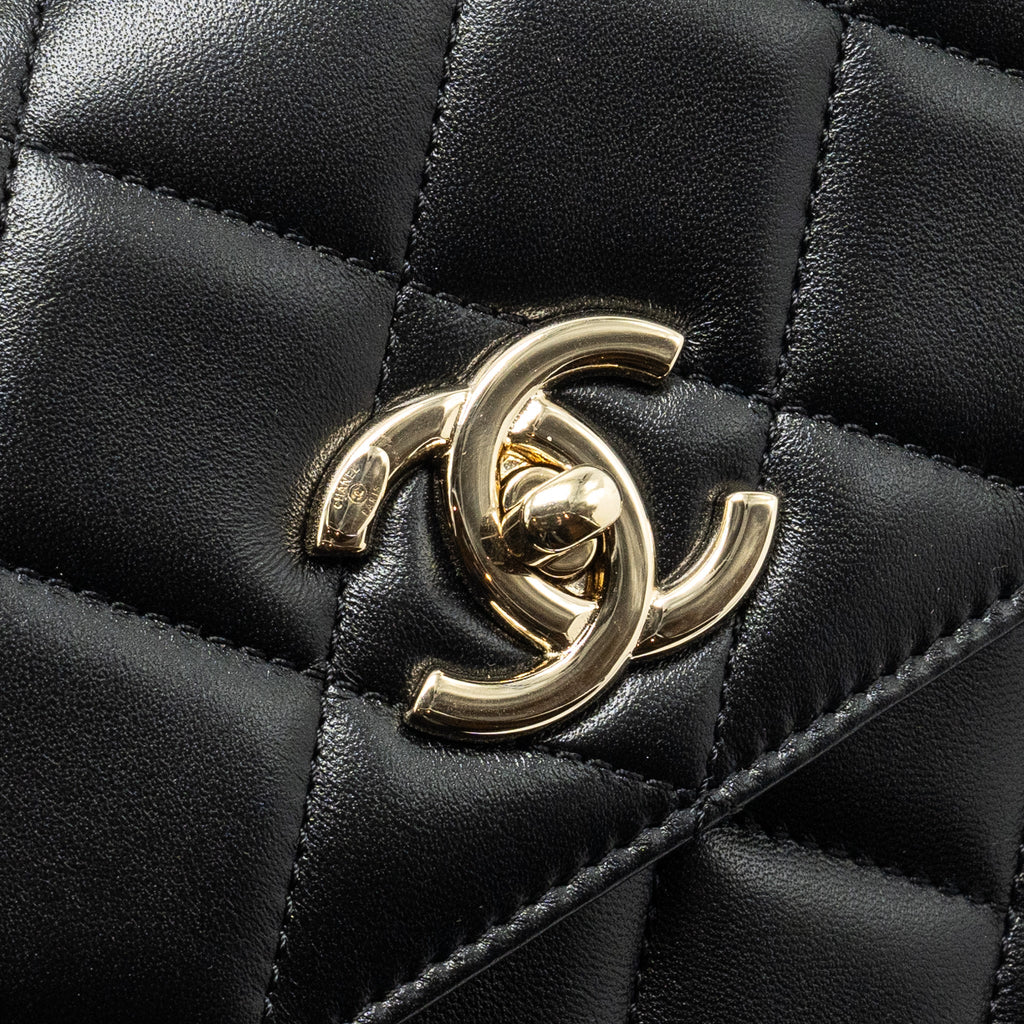 CHANEL SMALL TRENDY CC FLAP BAG LAMBSKIN BLACK LGHW (MICROCHIP)