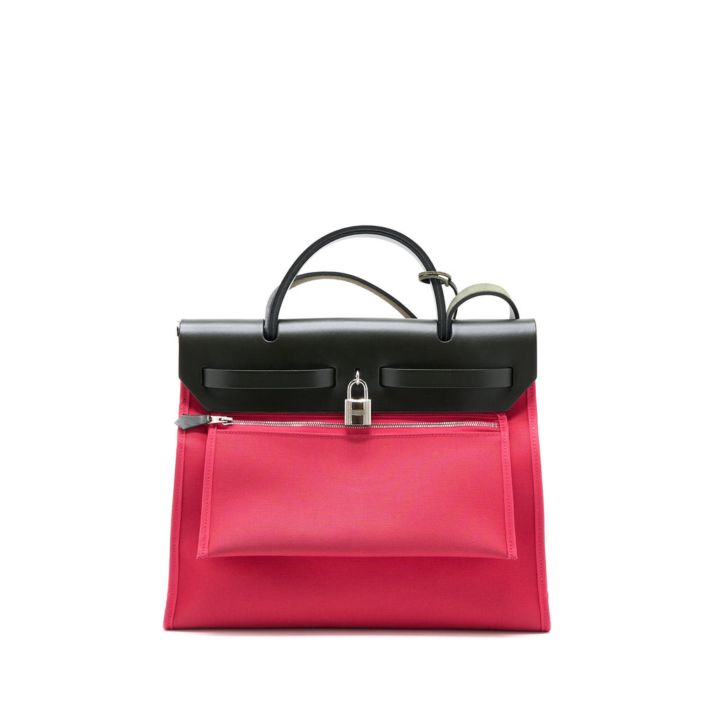 HERMES HERBAG 31 CANVAS/LEATHER ROSE EXTREME SHW