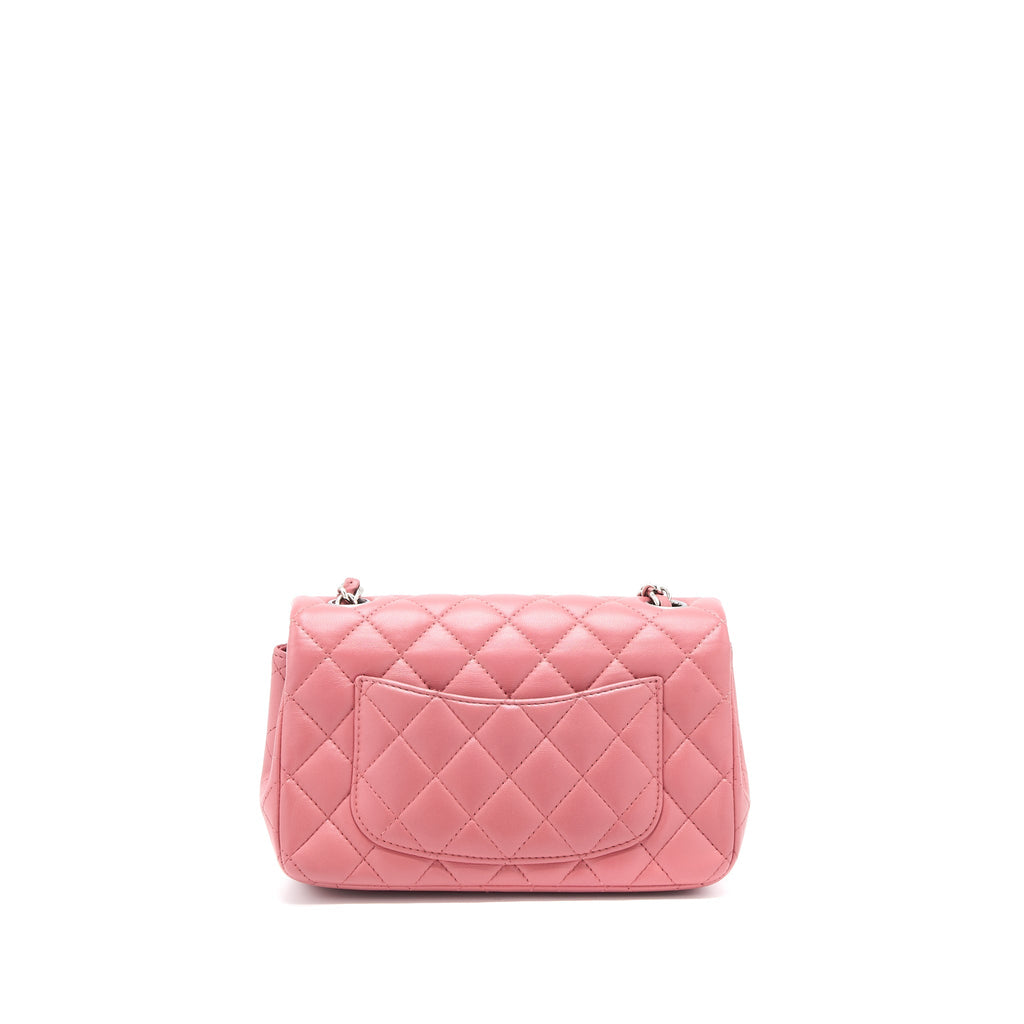 CHANEL MINI RECTANGULAR FLAP BAG LAMBSKIN PINK SHW