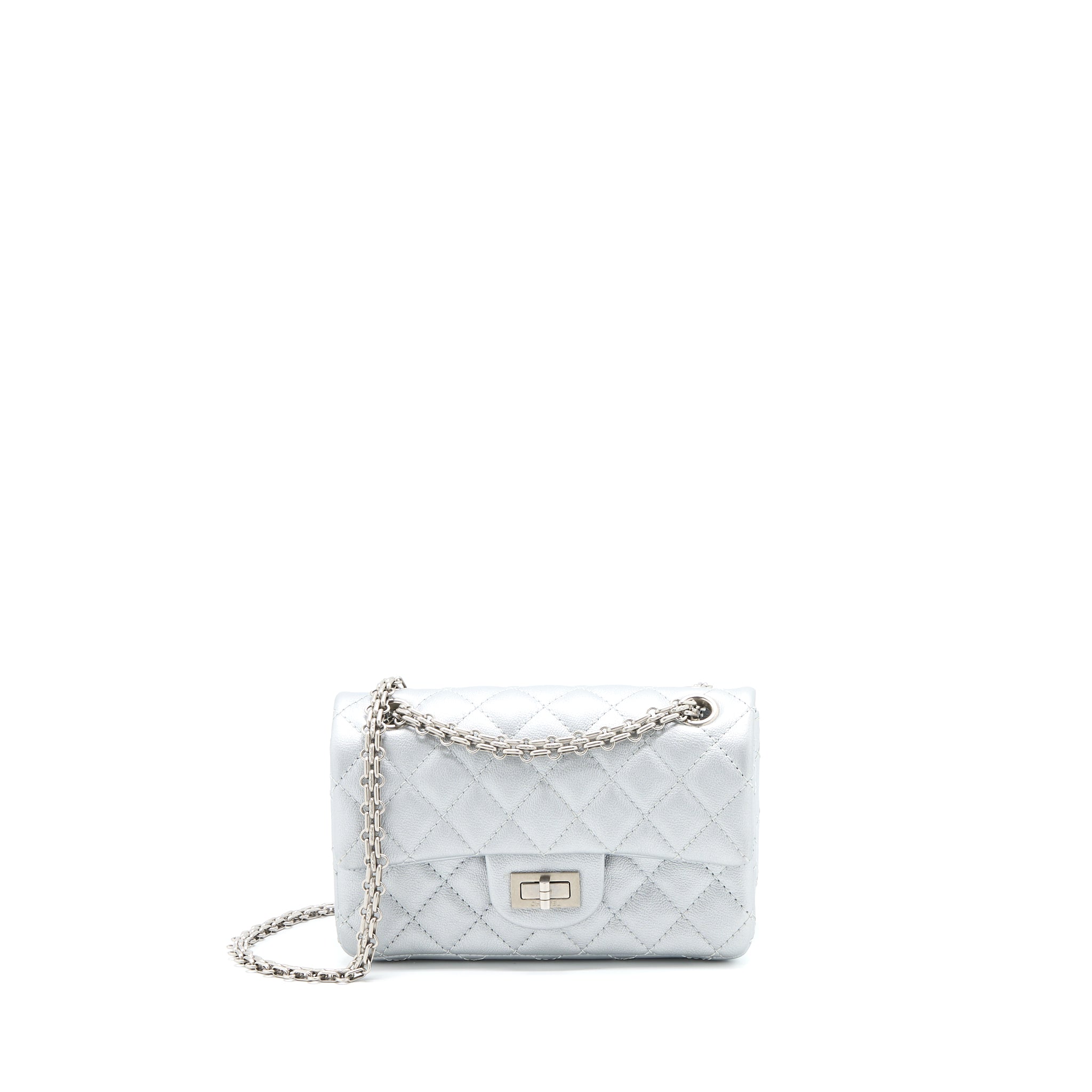 CHANEL MINI 2.55 REISSUE FLAP BAG CALFSKIN LIGHT GREY SHW