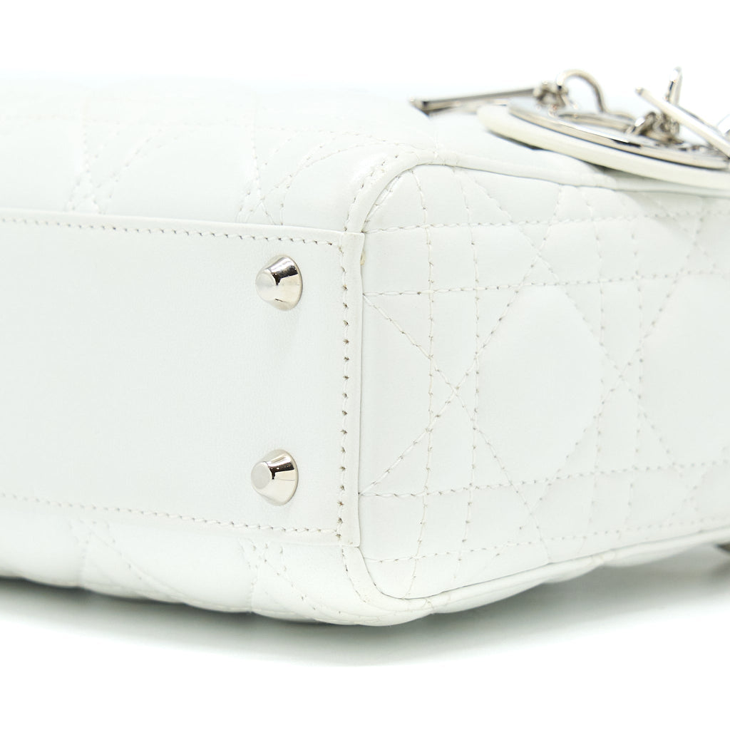 DIOR MINI LADY DIOR LAMBSKIN WHITE SHW
