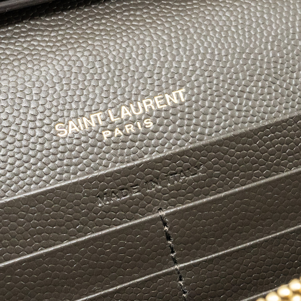 SAINT LAURENT/YSL ENVELOP CHAIN BAG GRAINED CALFSKIN DARK GREEN GHW
