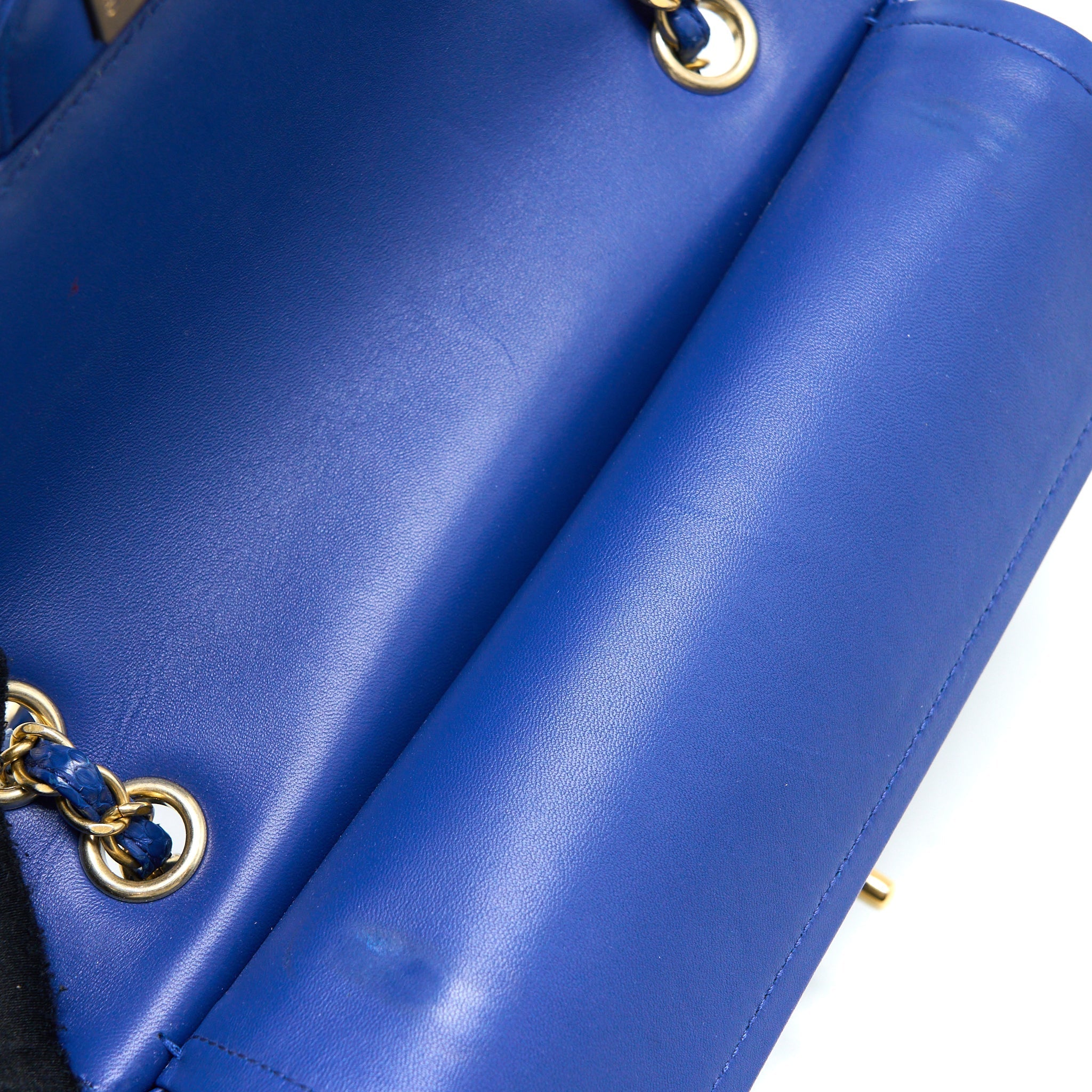 CHANEL MEDIUM CLASSIC DOUBLE FLAP BAG PYTHON BLUE GHW