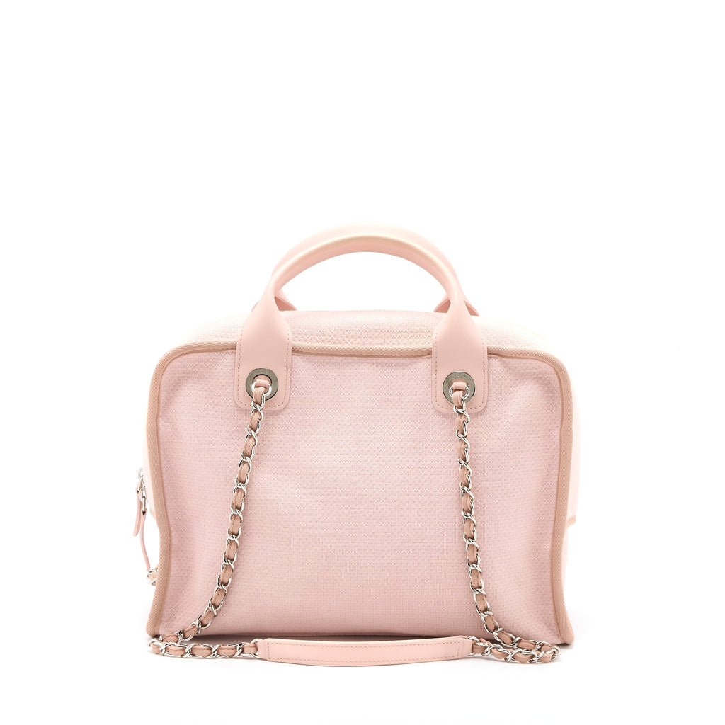CHANEL DEAUVILLE BOWLING BAG CANVAS/LEATHER LIGHT PINK SHW