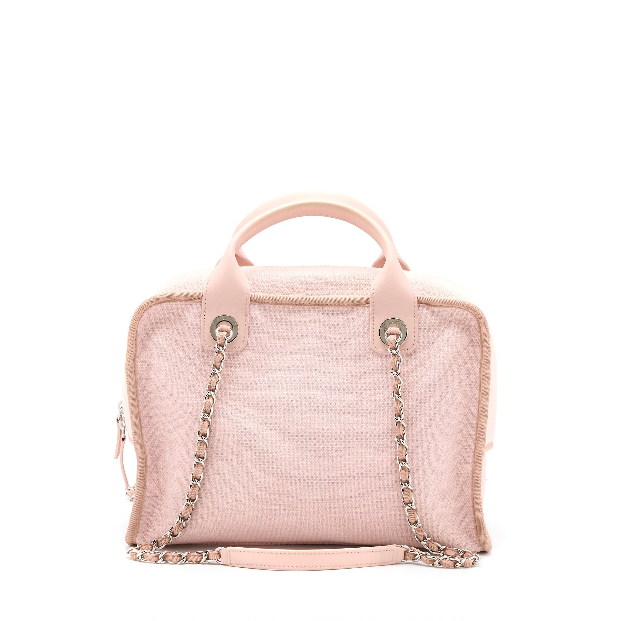 CHANEL DEAUVILLE BOWLING BAG CANVAS/LEATHER LIGHT PINK SHW