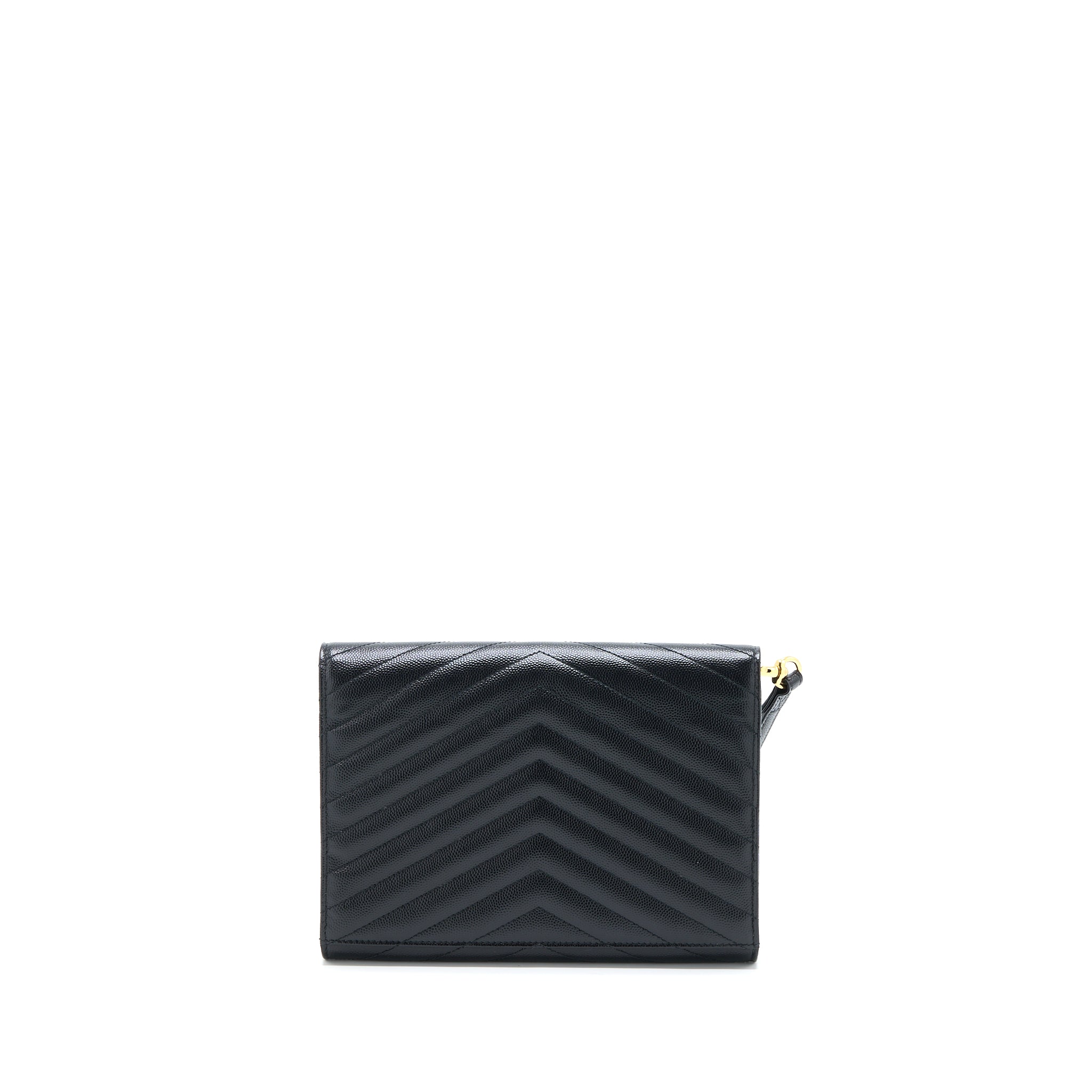 SAINT LAURENT/YSL ENVELOP CLUTCH GRAINED CALFSKIN BLACK GHW