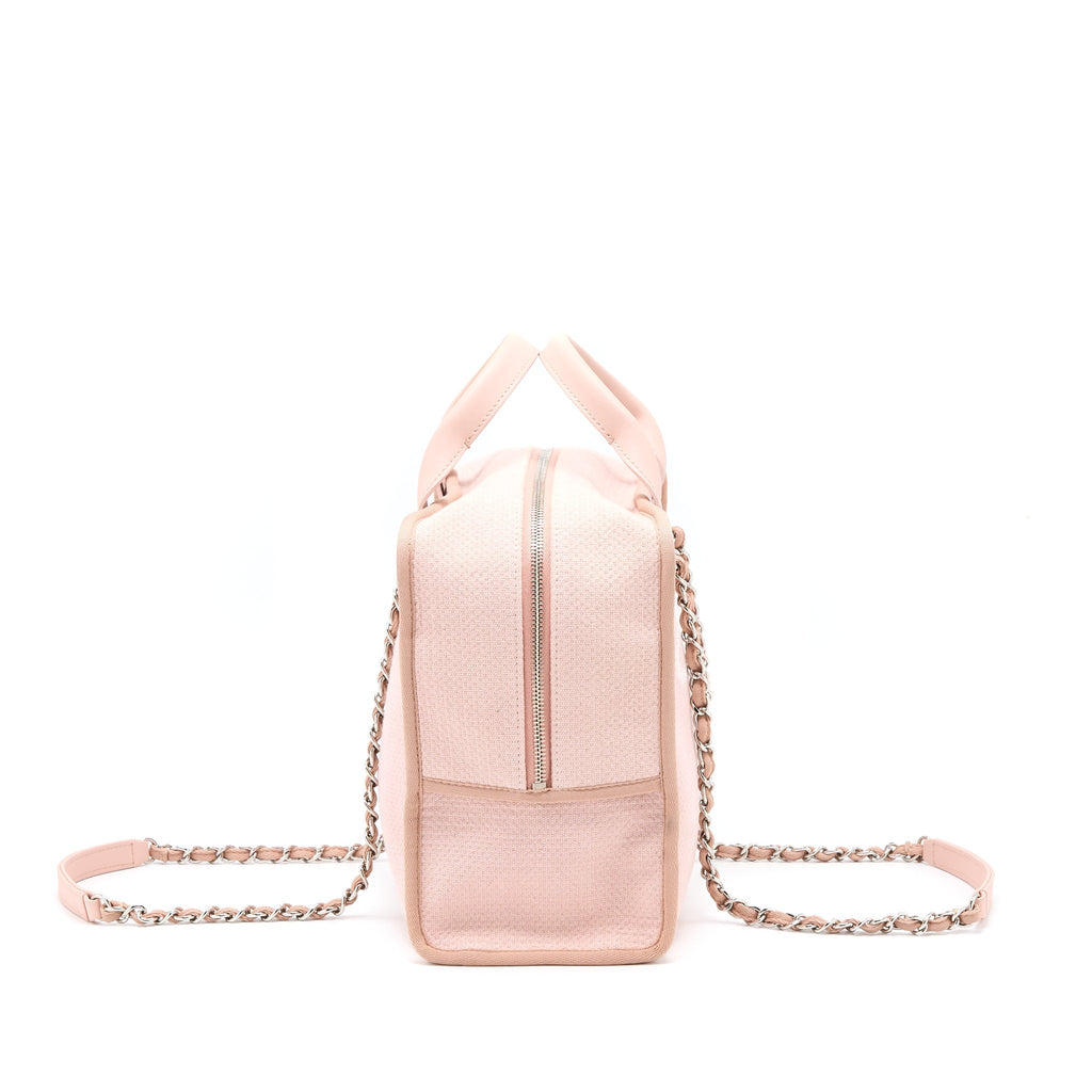 CHANEL DEAUVILLE BOWLING BAG CANVAS/LEATHER LIGHT PINK SHW