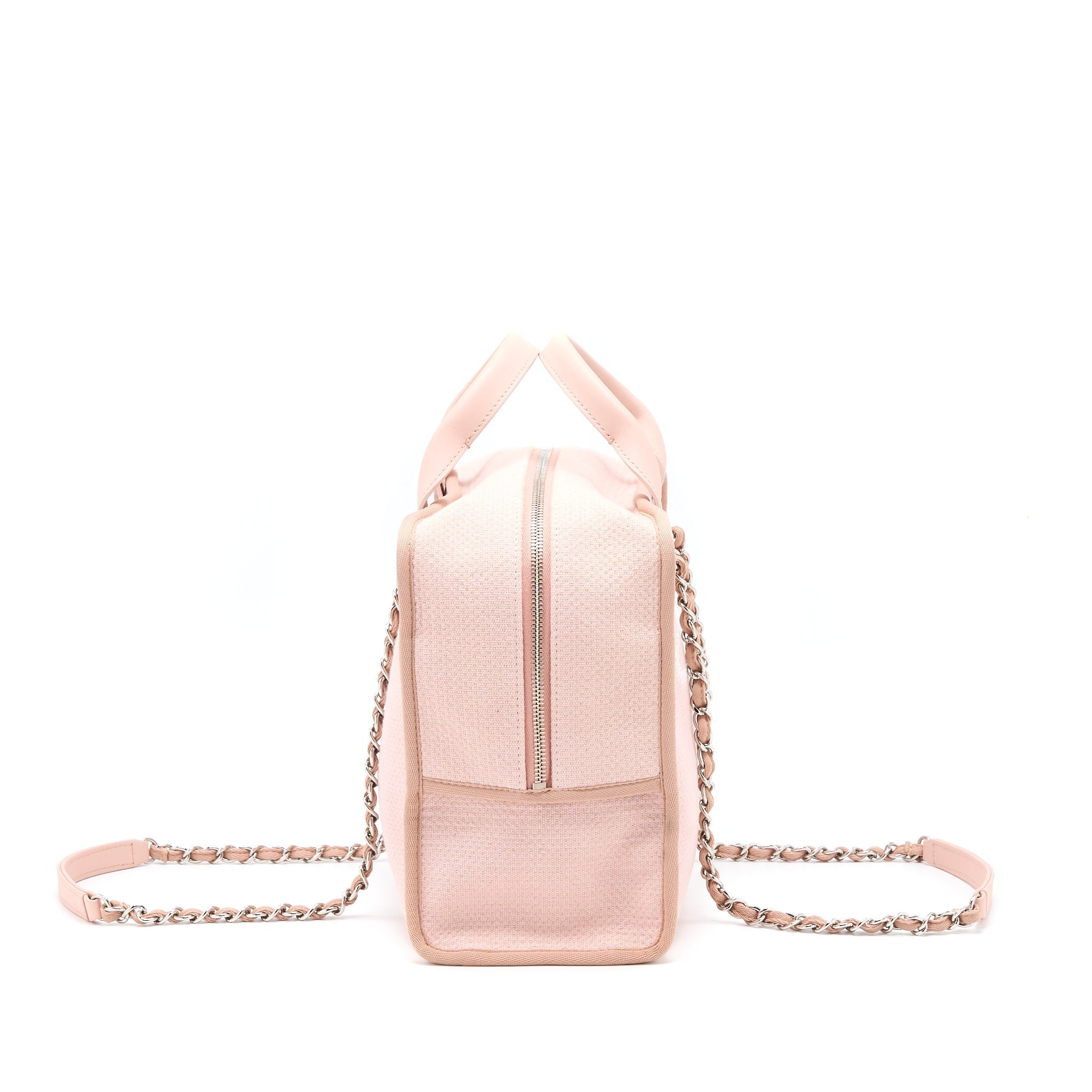 CHANEL DEAUVILLE BOWLING BAG CANVAS/LEATHER LIGHT PINK SHW