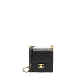 CHANEL VERTICAL PEARL FLAP BAG GOATSKIN BLACK GHW