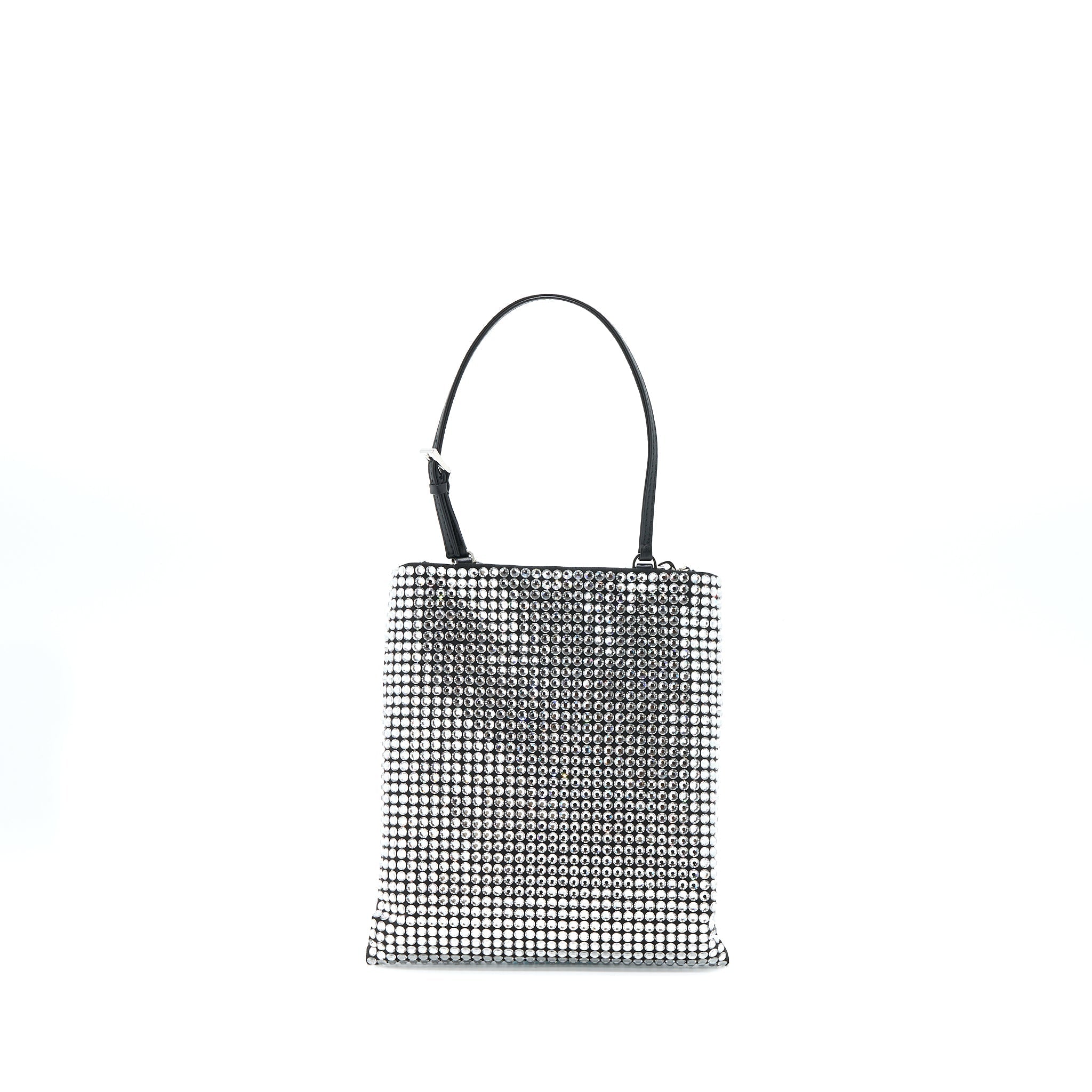 PRADA CRYSTAL SATIN HANDBAG WITH CRYSTAL BLACK SHW