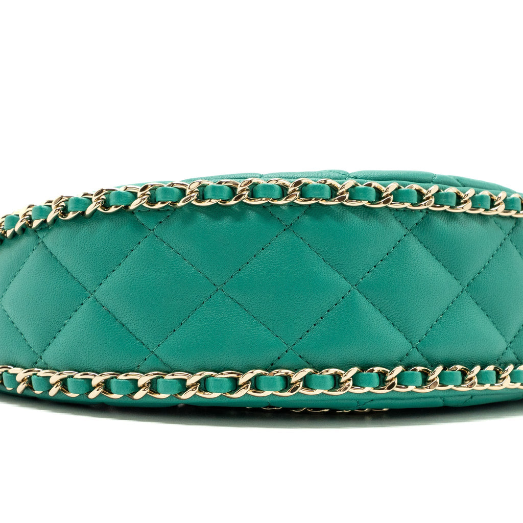 CHANEL SMALL MOON HOBO LAMBSKIN GREEN LGHW (MICROCHIP)