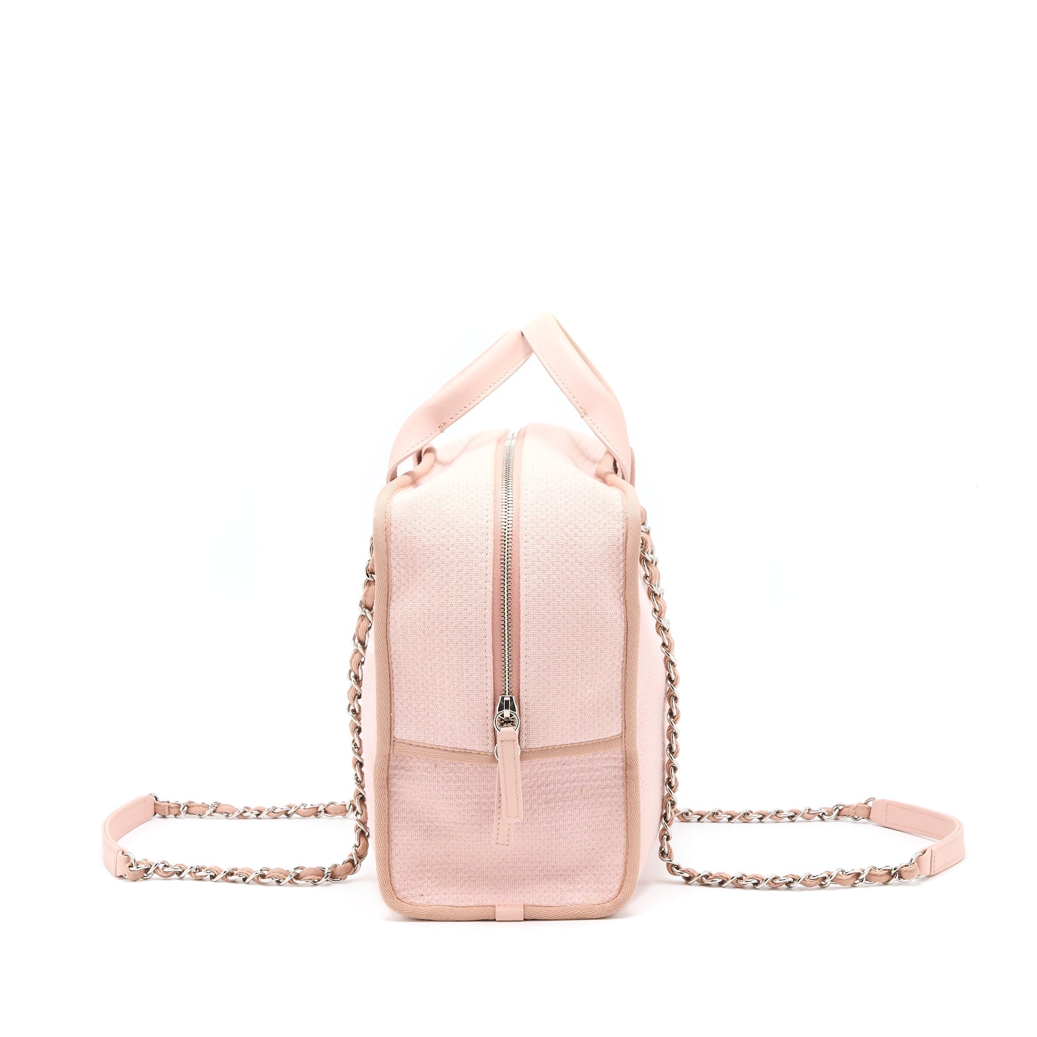 CHANEL DEAUVILLE BOWLING BAG CANVAS/LEATHER LIGHT PINK SHW
