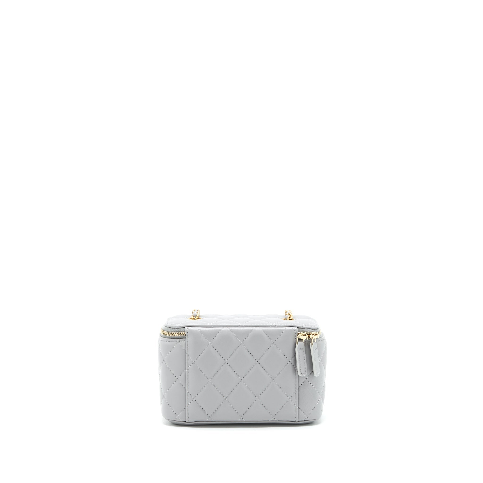 CHANEL 21B PEARL CRUSH LONG VANITY WITH CHAIN LAMBSKIN GREY GHW