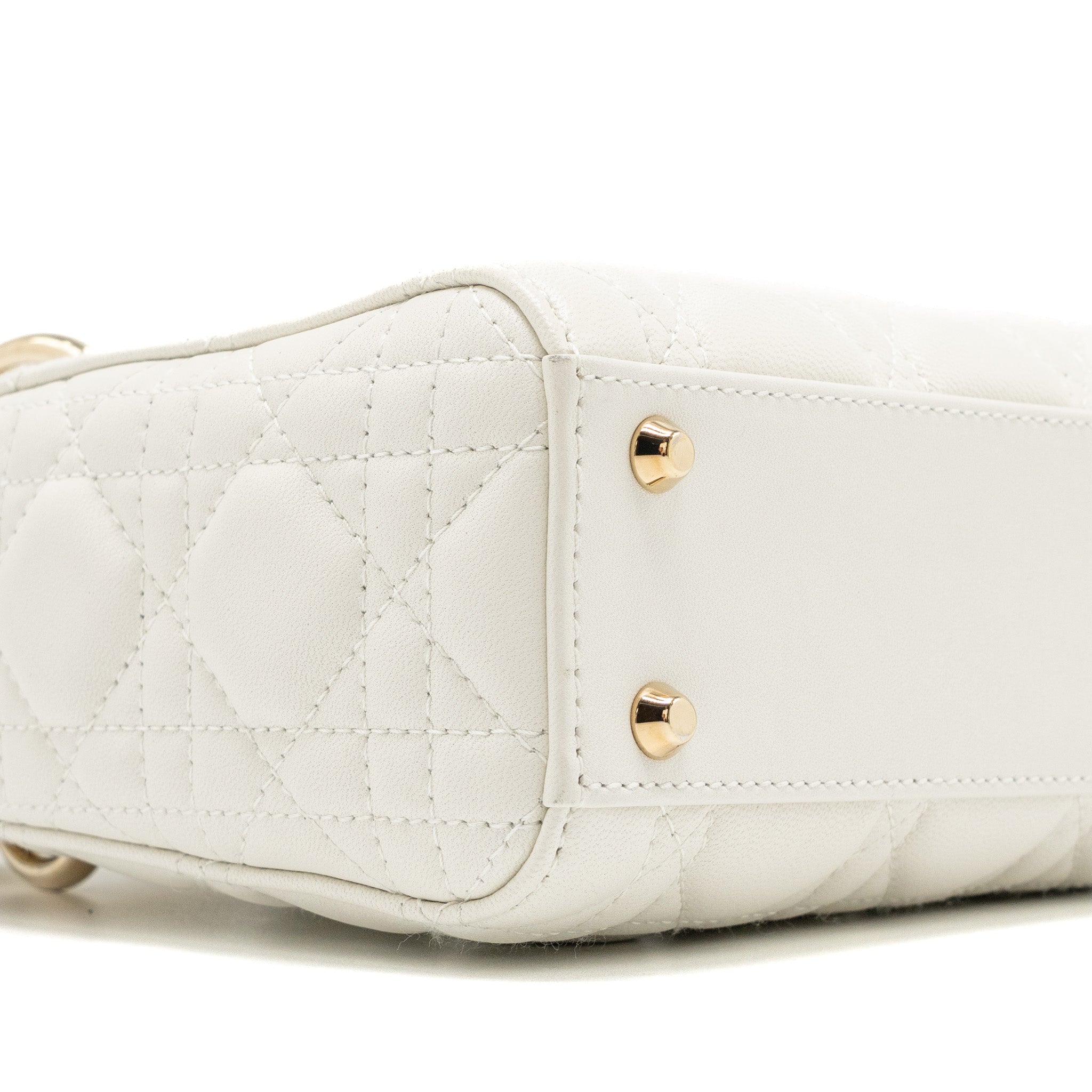 DIOR MINI LADY DIOR LAMBSKIN WHITE LGHW