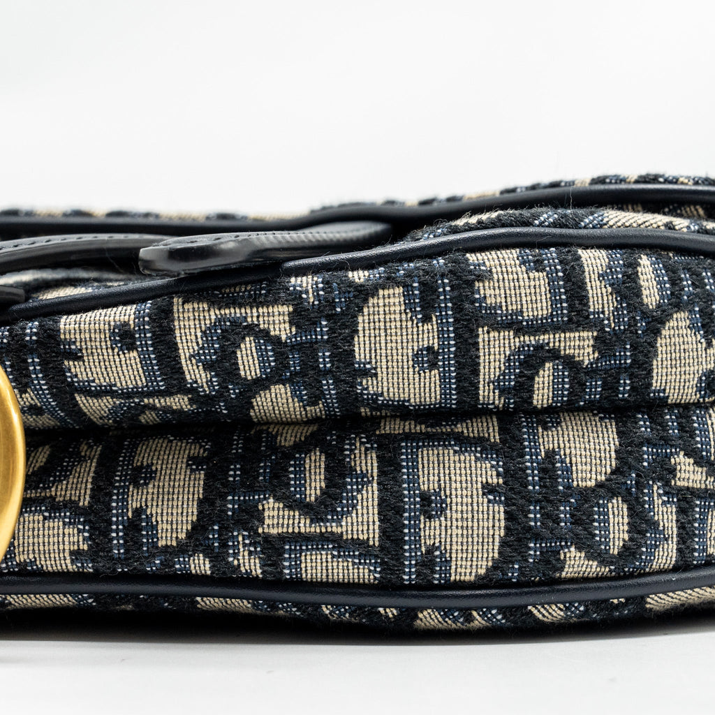 DIOR MINI SADDLE BAG OBLIQUE JACQUARD BLUE GHW
