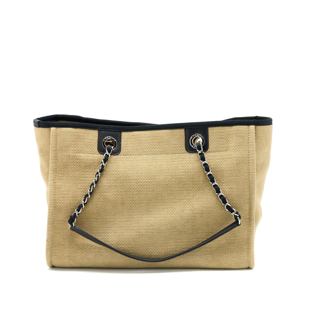 CHANEL DEAUVILLE TOTE CANVAS DARK BEIGE SHW