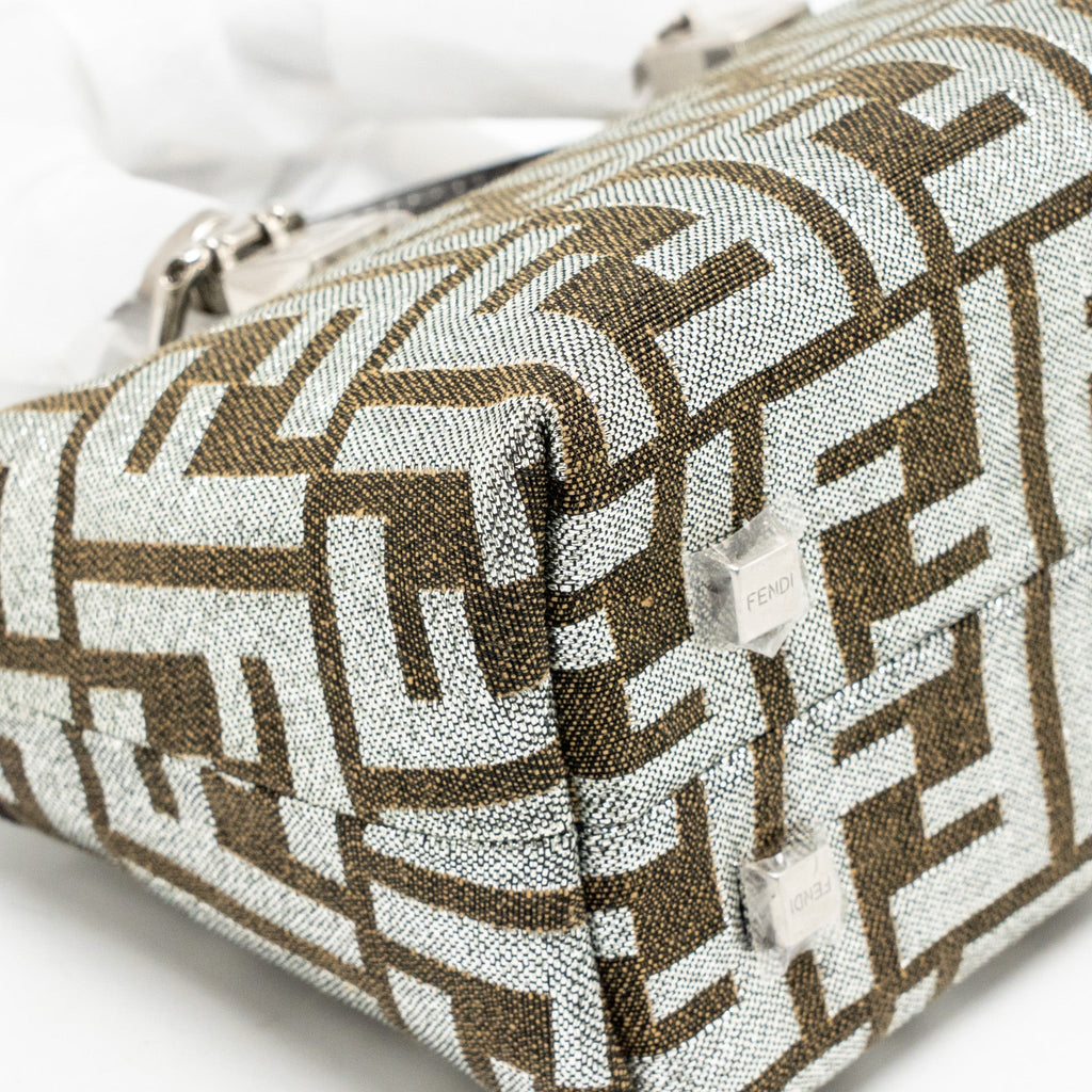 FENDI MINI BY THE WAY WITH HANDLE JACQUARD FF CANVAS/CALFSKIN SILVER/BROWN SHW