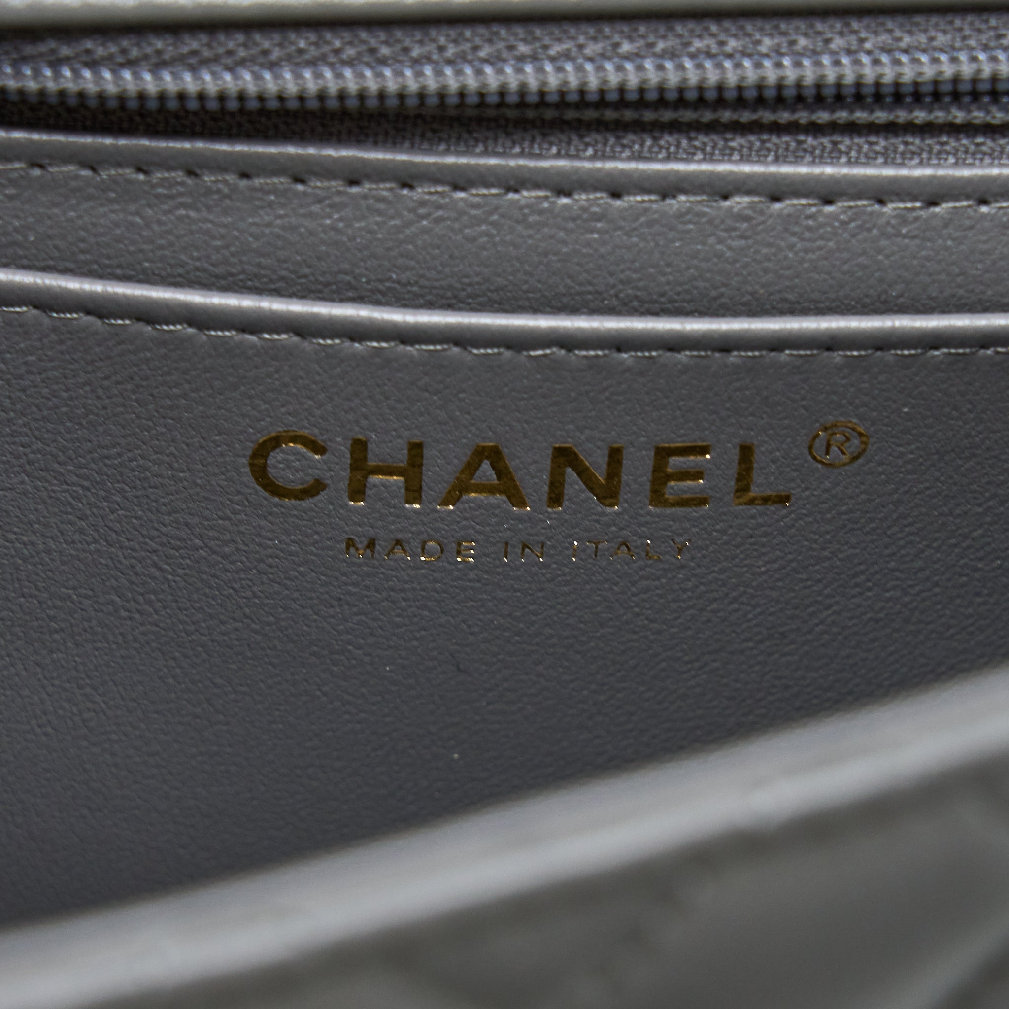 CHANEL TOP HANDLE MINI RECTANGULAR FLAP BAG LAMBSKIN GREY LGHW (MICROCHIP)