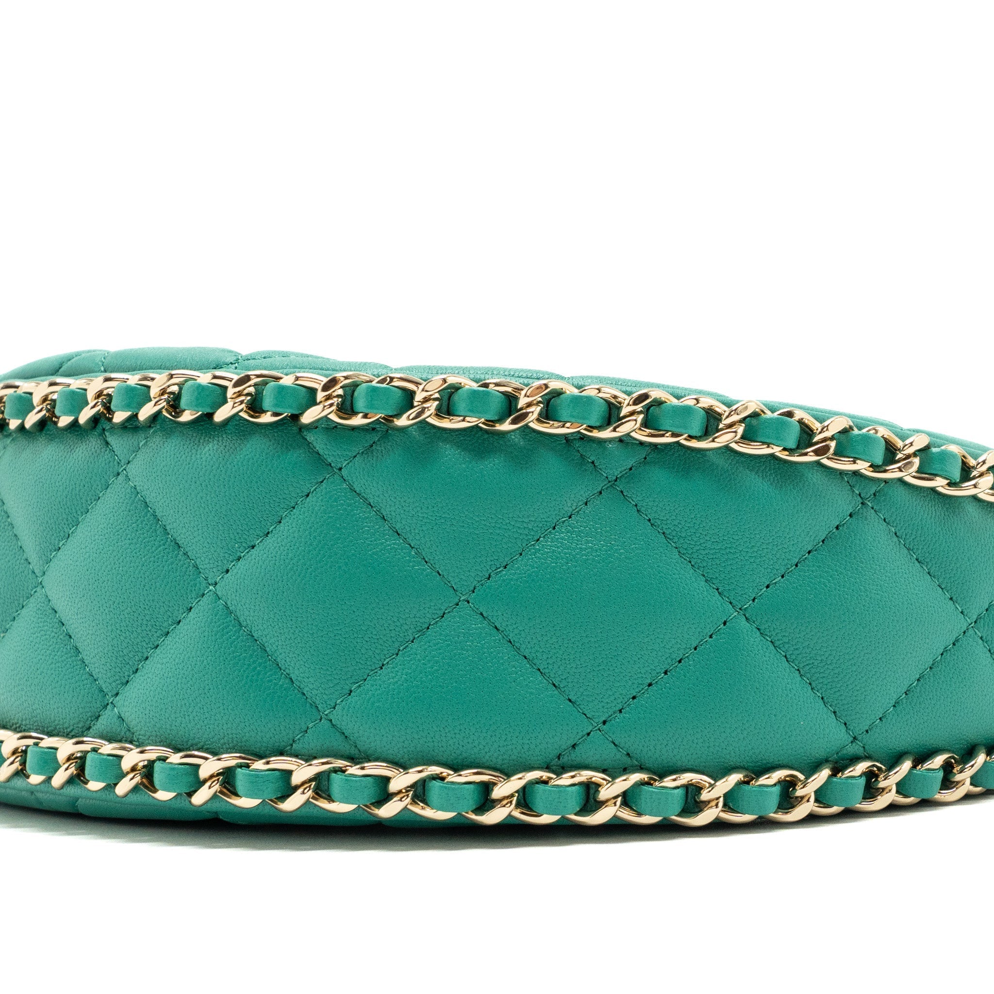 CHANEL SMALL MOON HOBO LAMBSKIN GREEN LGHW (MICROCHIP)
