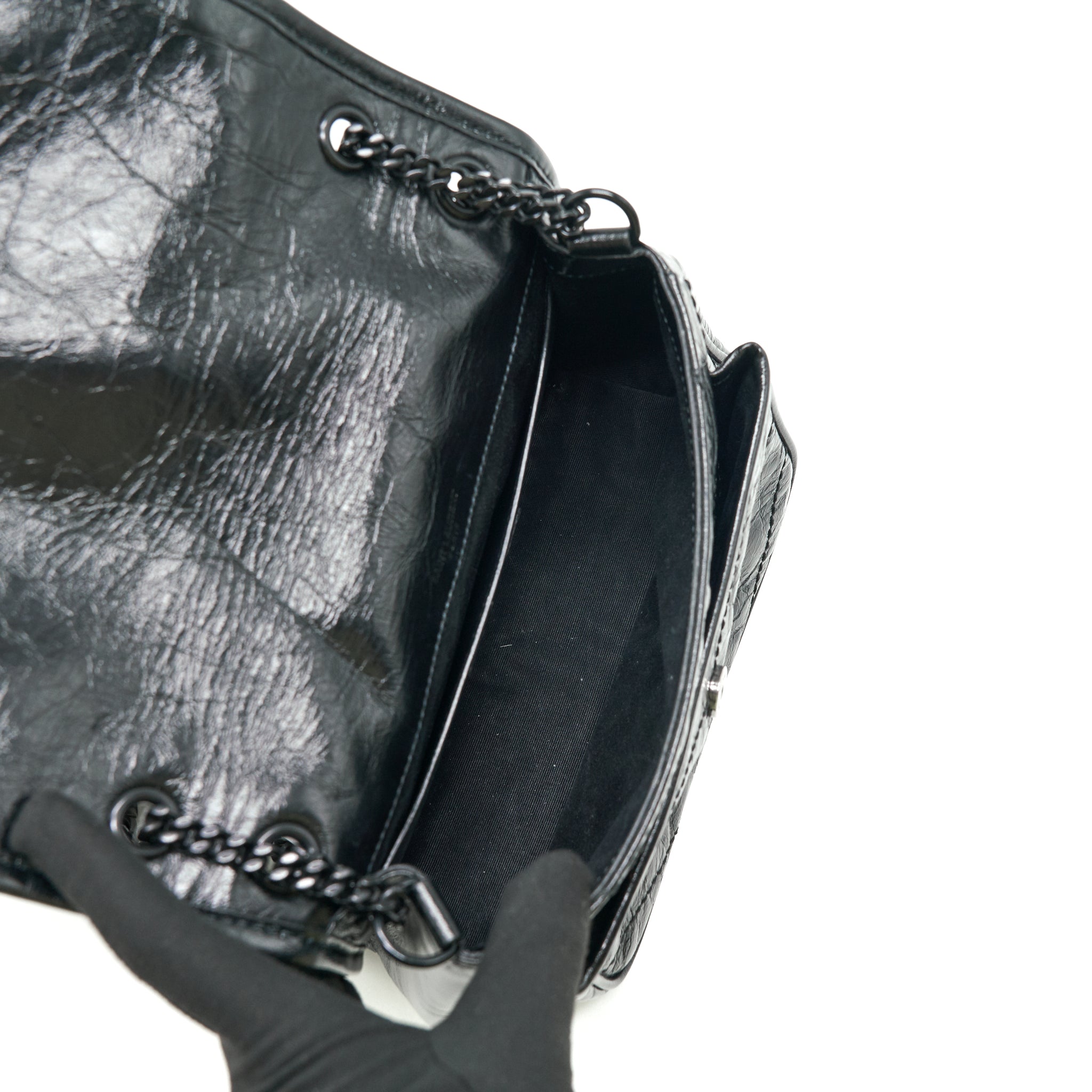 SAINT LAURENT MEDIUM NIKI BAG CRINKLED VINTAGE SO BLACK