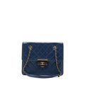 CHANEL QUILTED SHOULDER BAG GOATSKIN BLUE RUTHENIUM GHW
