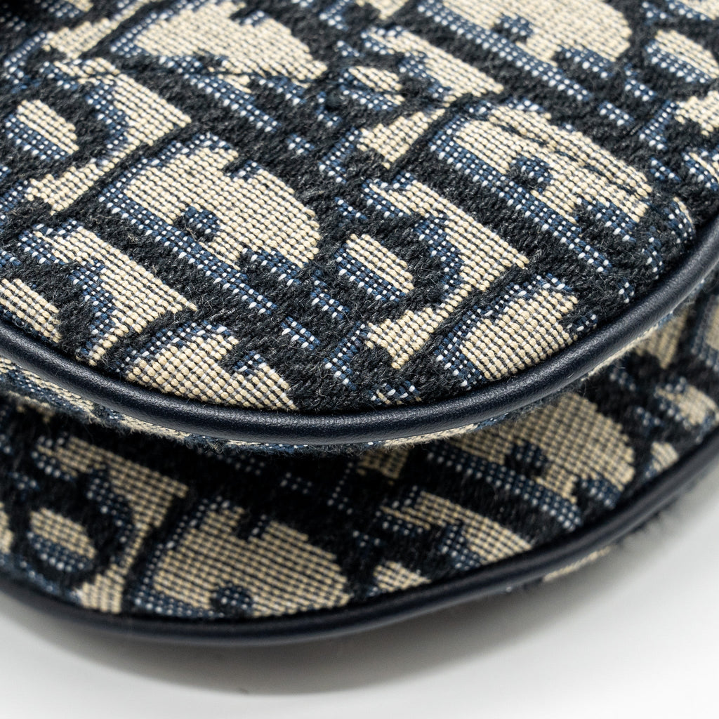 DIOR MINI SADDLE BAG OBLIQUE JACQUARD BLUE GHW