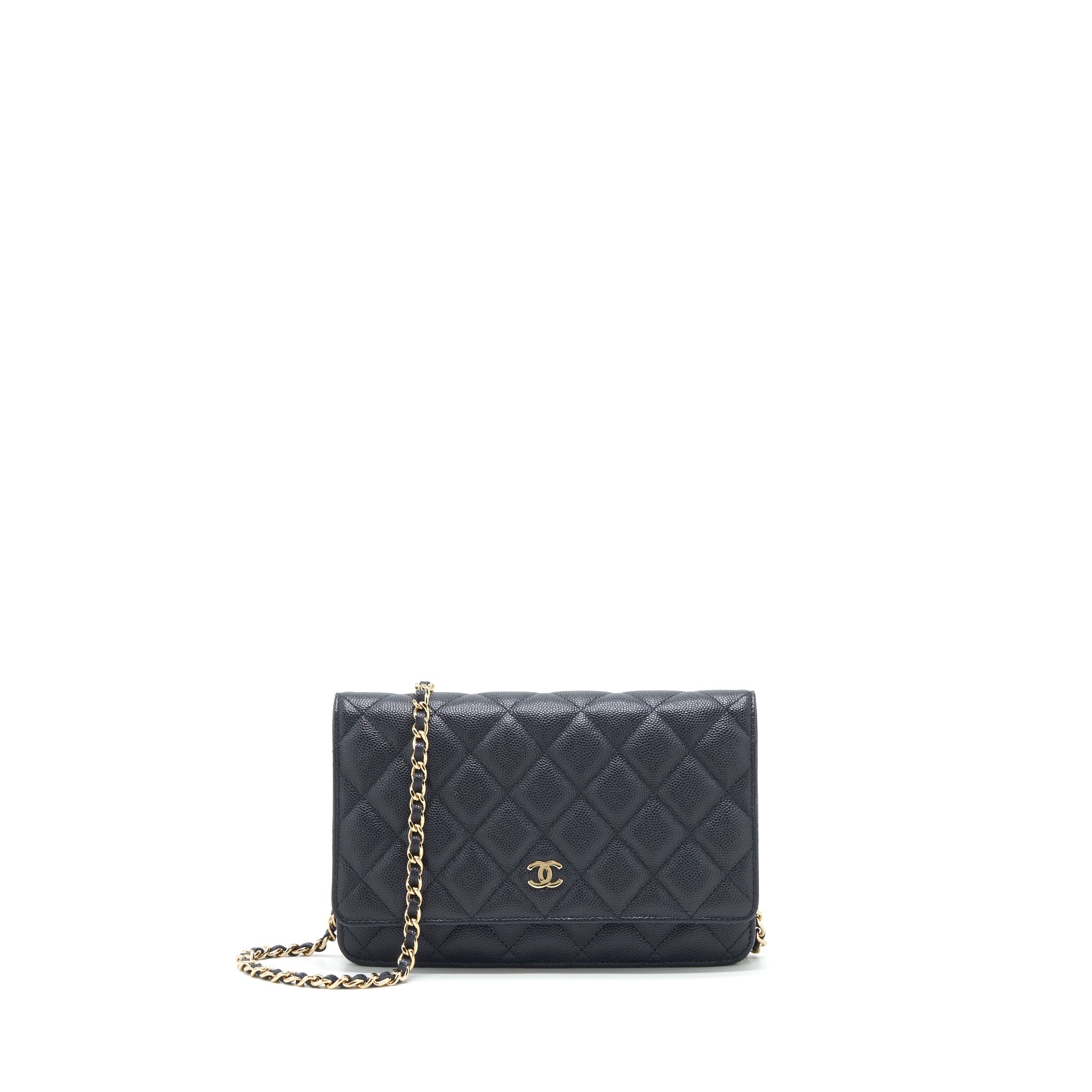 CHANEL CLASSIC WALLET ON CHAIN CAVIAR NAVY BLUE LGHW