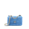 CHANEL 22P SMALL 19 BAG DENIM LIGHT BLUE MULTICOLOUR HARDWARE (MICROCHIP)