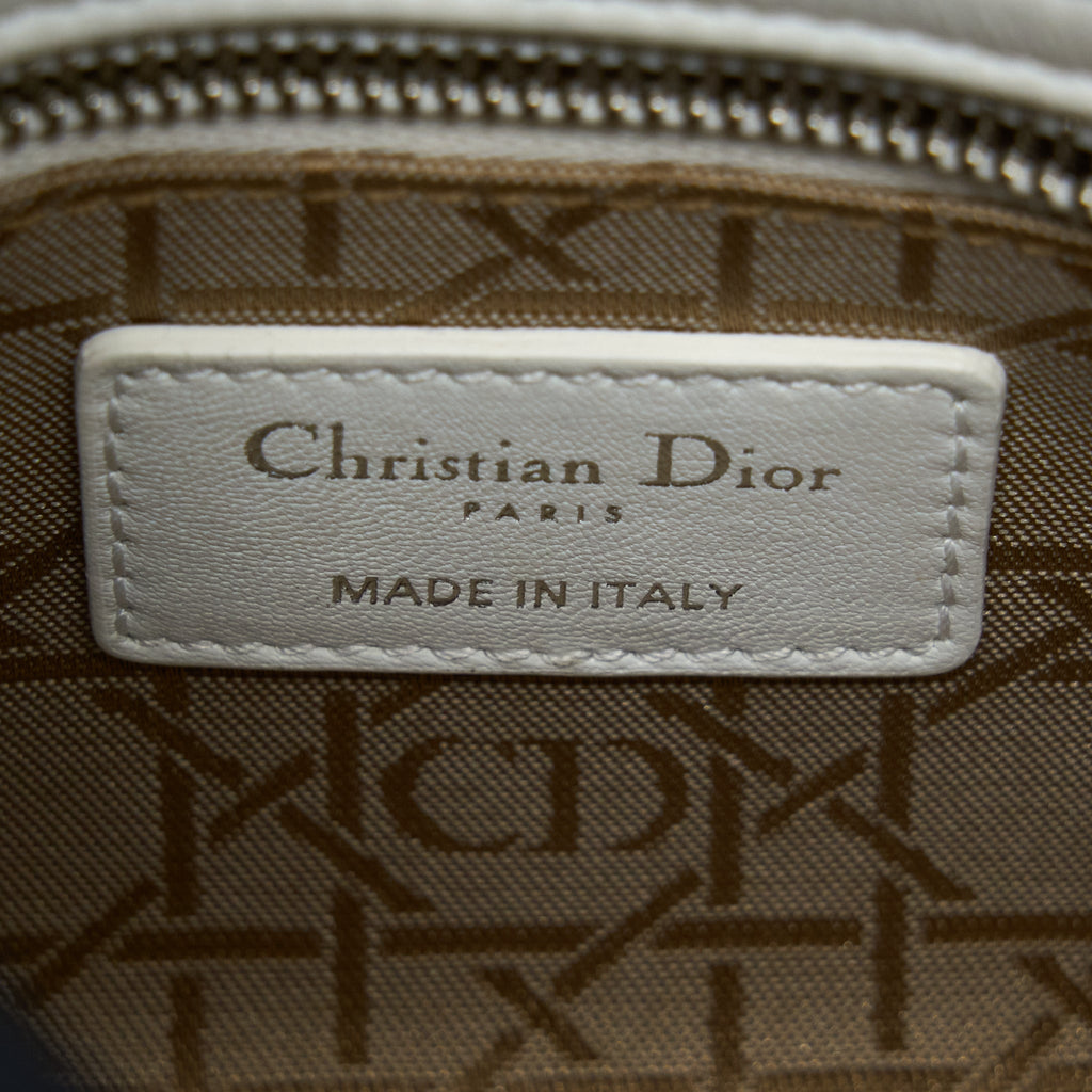 DIOR MINI LADY DIOR LAMBSKIN WHITE SHW