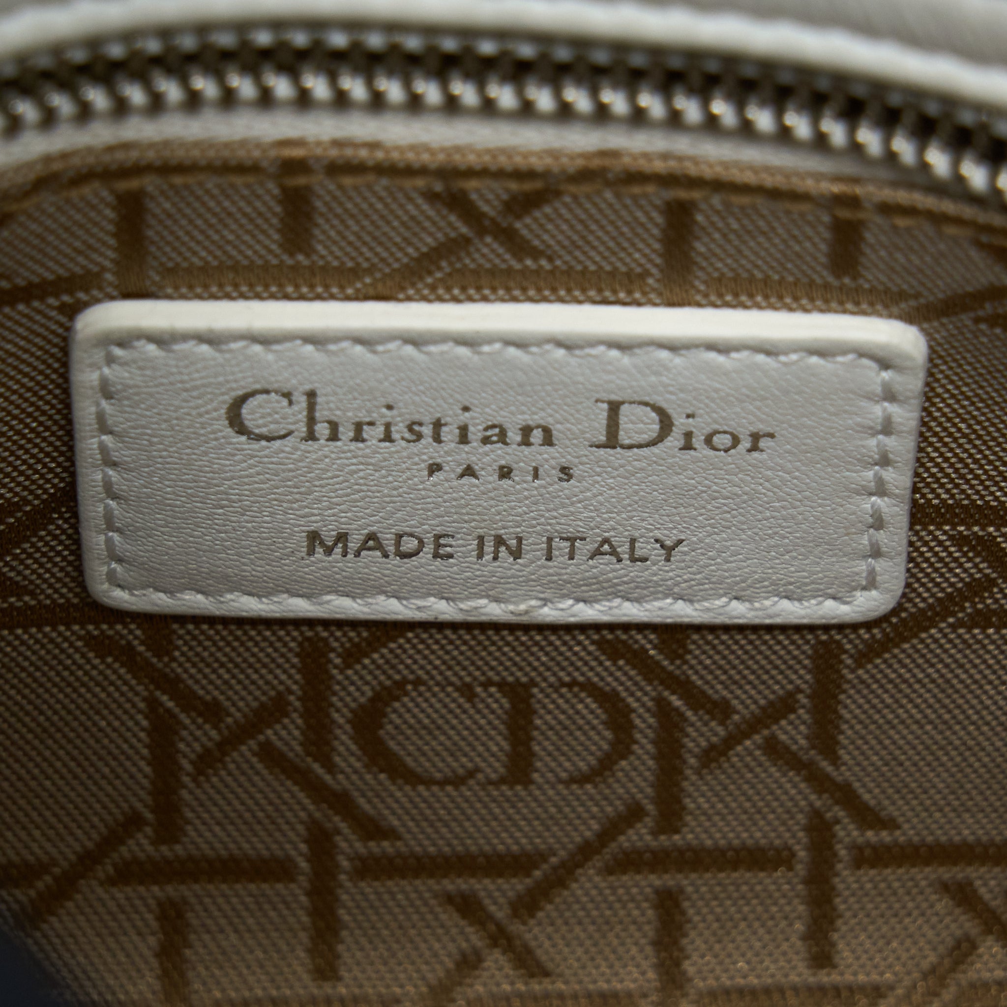DIOR MINI LADY DIOR LAMBSKIN WHITE SHW
