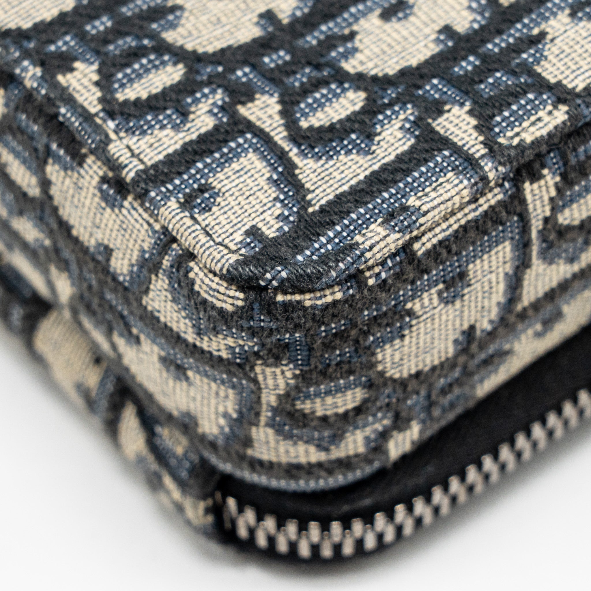 DIOR WALLET ON STRAP OBLIQUE JACQUARD CANVAS/LEATHER BLUE SHW