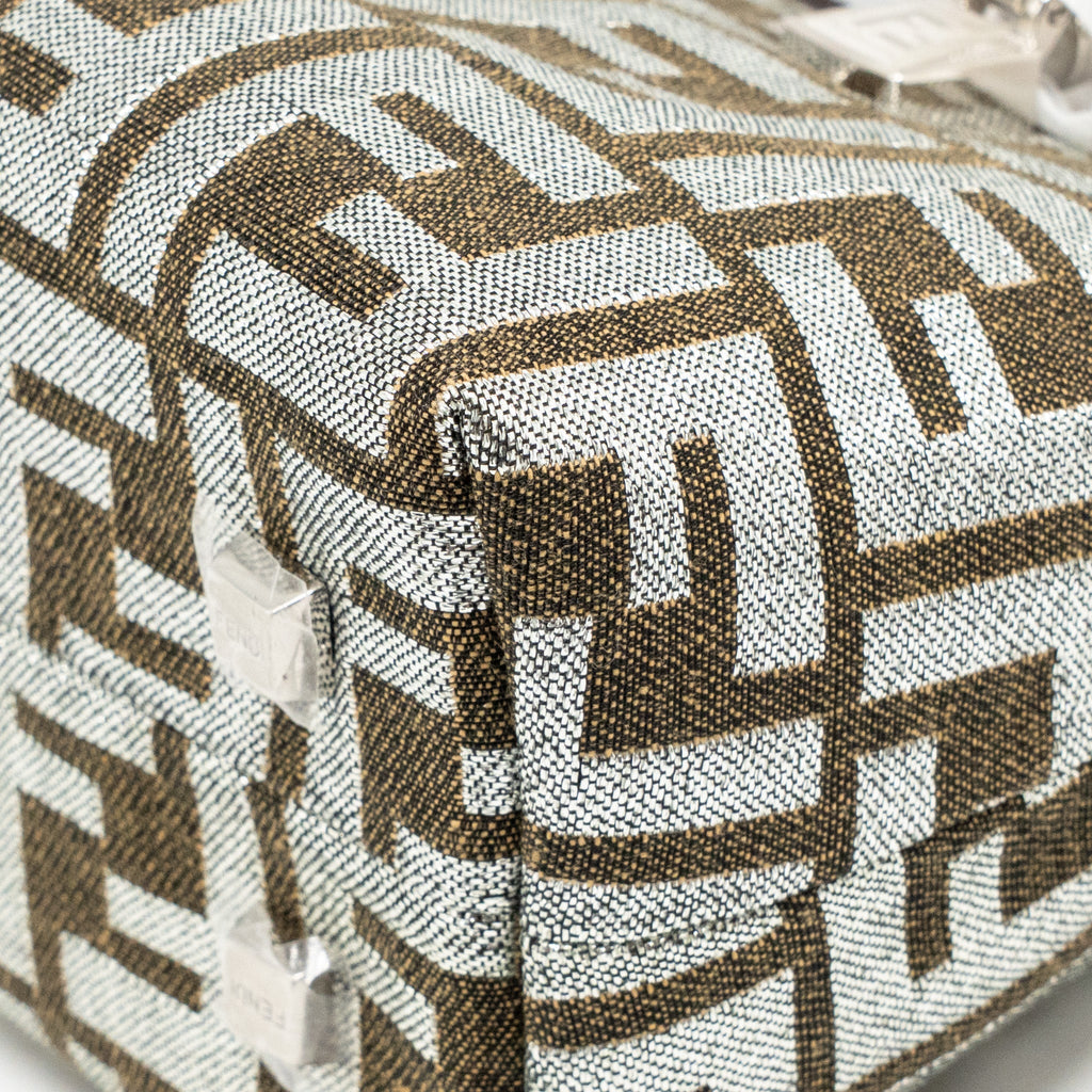 FENDI MINI BY THE WAY WITH HANDLE JACQUARD FF CANVAS/CALFSKIN SILVER/BROWN SHW
