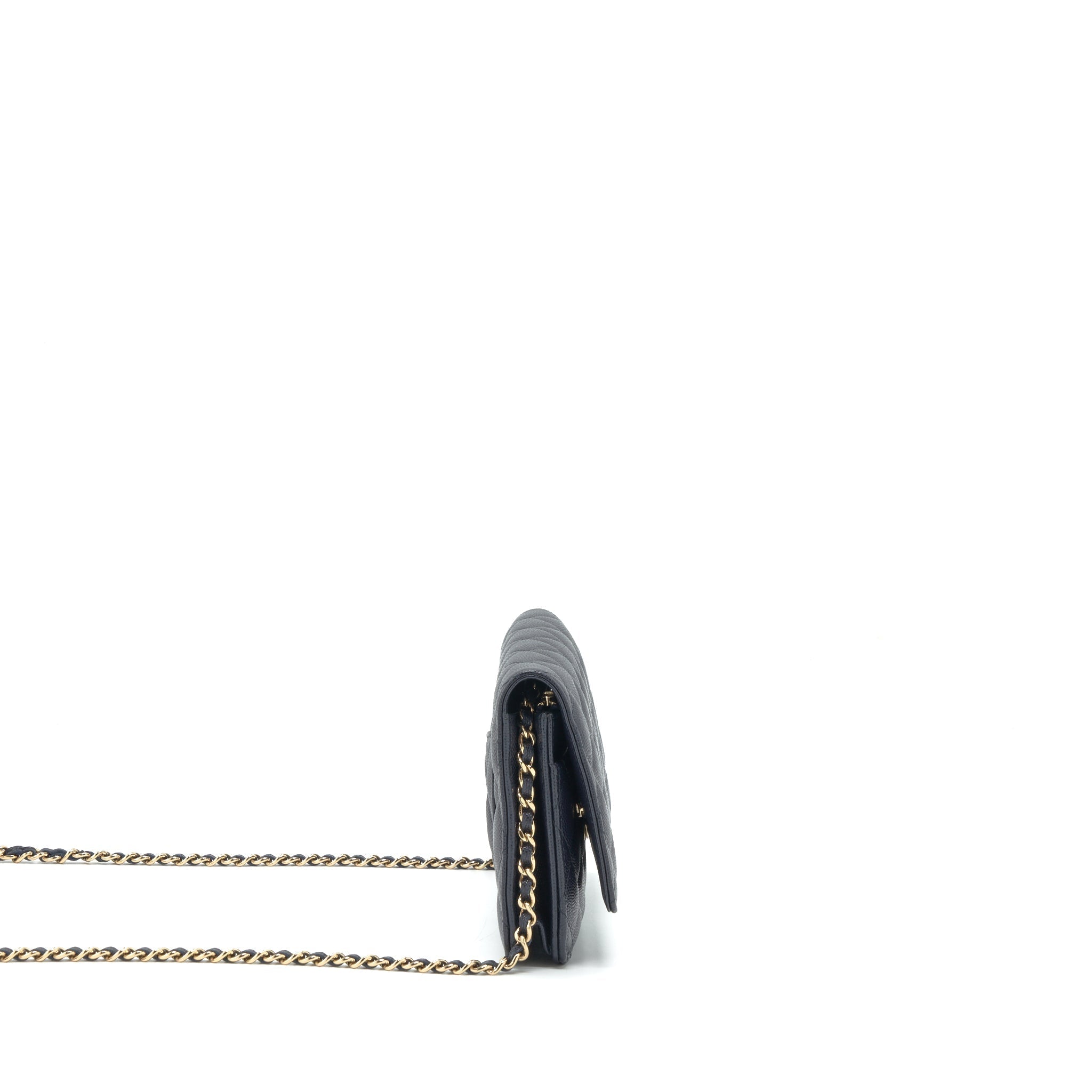 CHANEL CLASSIC WALLET ON CHAIN CAVIAR NAVY BLUE LGHW