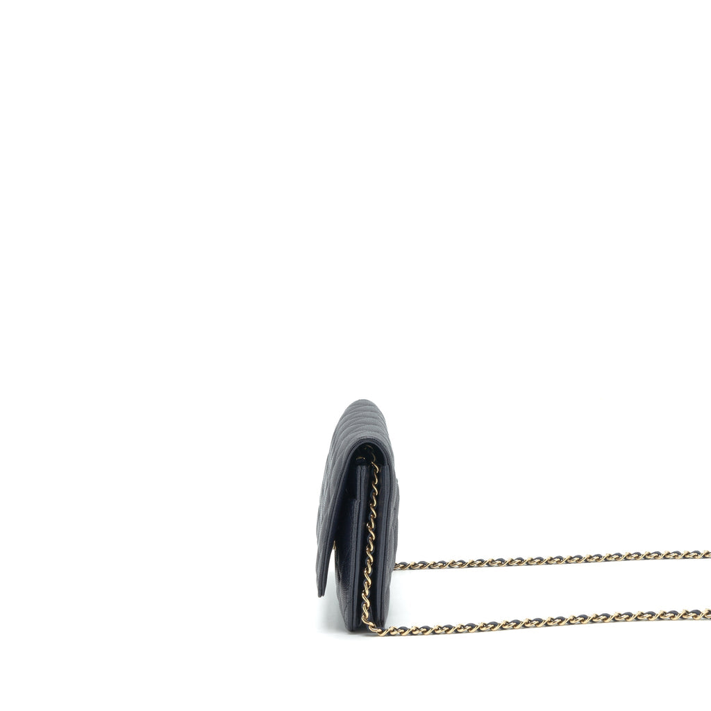 CHANEL CLASSIC WALLET ON CHAIN CAVIAR NAVY BLUE LGHW
