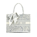 DIOR SMALL BOOK TOTE GRAY TOILE DE JOUY REVERSE EMBROIDERY WITH AN EXTRA SMALL SCARF
